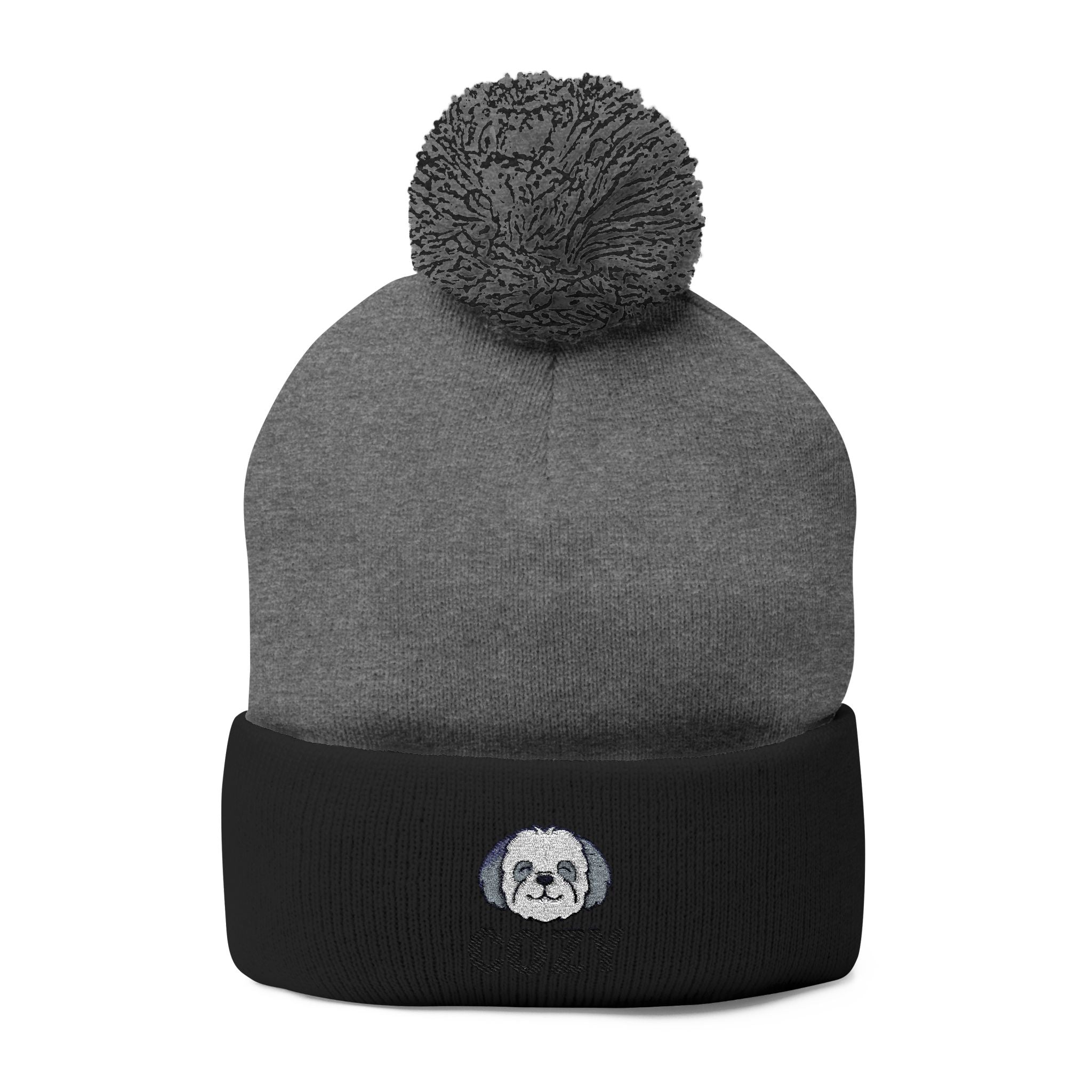 Cozy Shih-Poo Pom-Pom Knit Cap (Embroidery)
