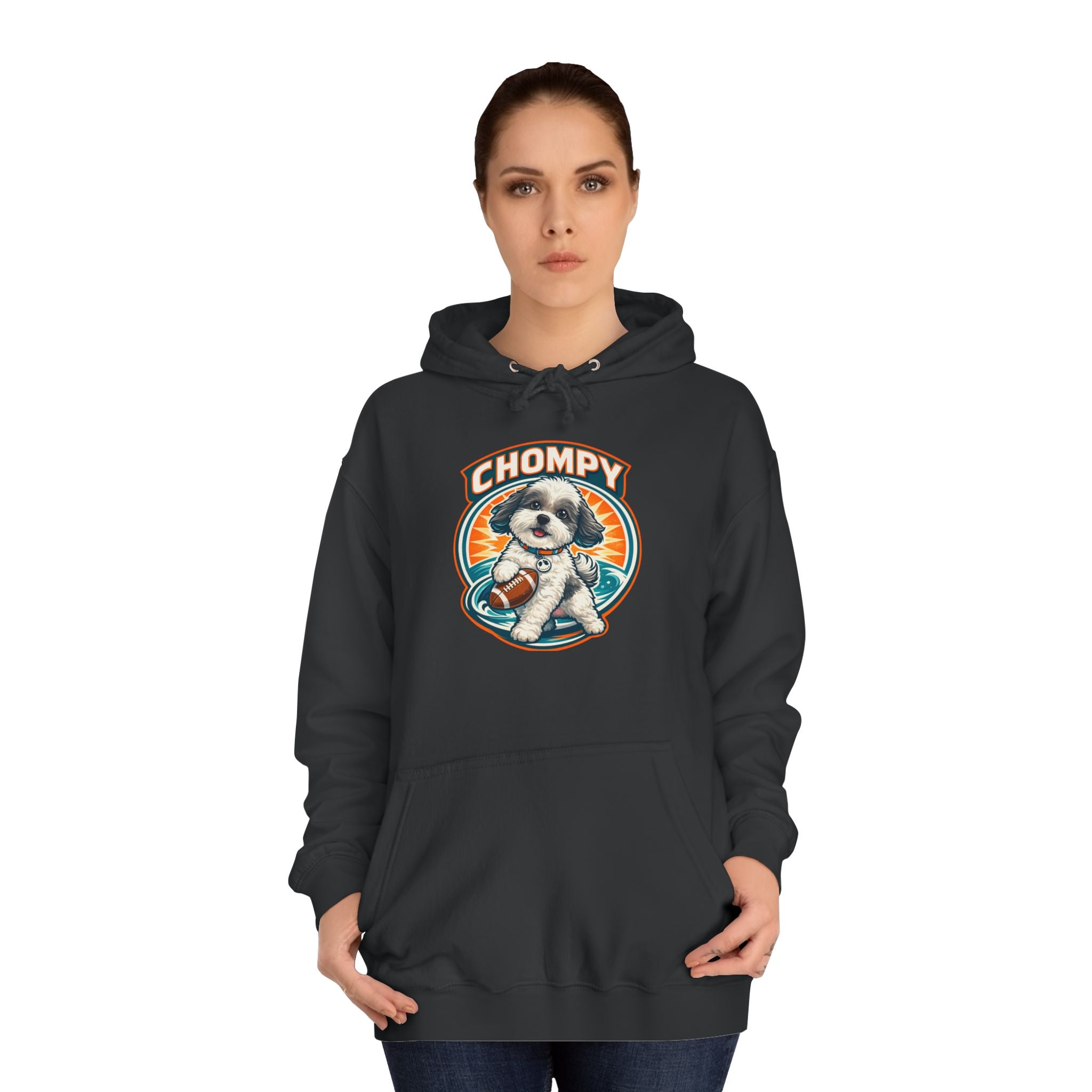 'Chompy' Football Cute Puppy Retro College Hoodie