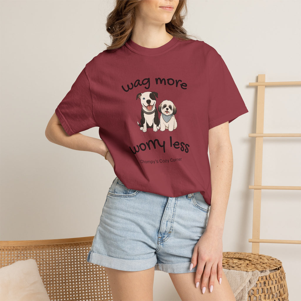 Wag More Worry Less Dog Graphic T-Shirt