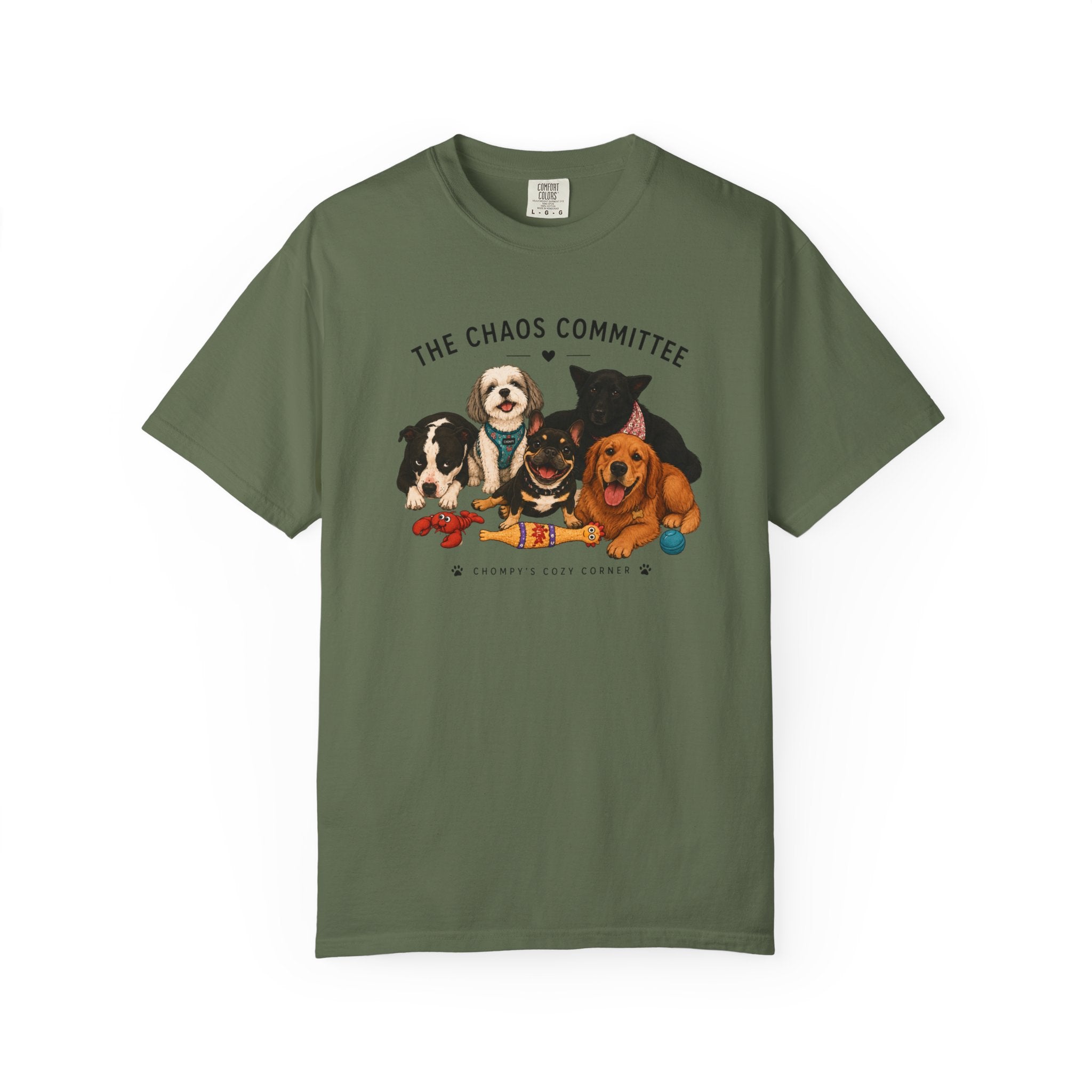Chompy & Furriends ft. Fenlons: The Chaos Committee T-Shirt — Cute Pack of Dogs Graphic Tee