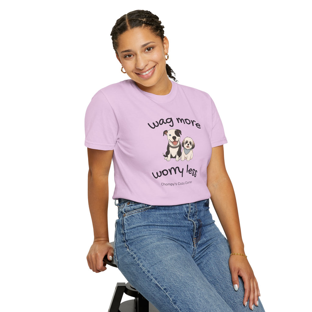 Wag More Worry Less Dog Graphic T-Shirt