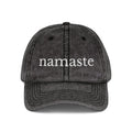 Vintage Embroidered Yoga Hat — "Namaste" Front with Cozy Shih-Poo Logo Back