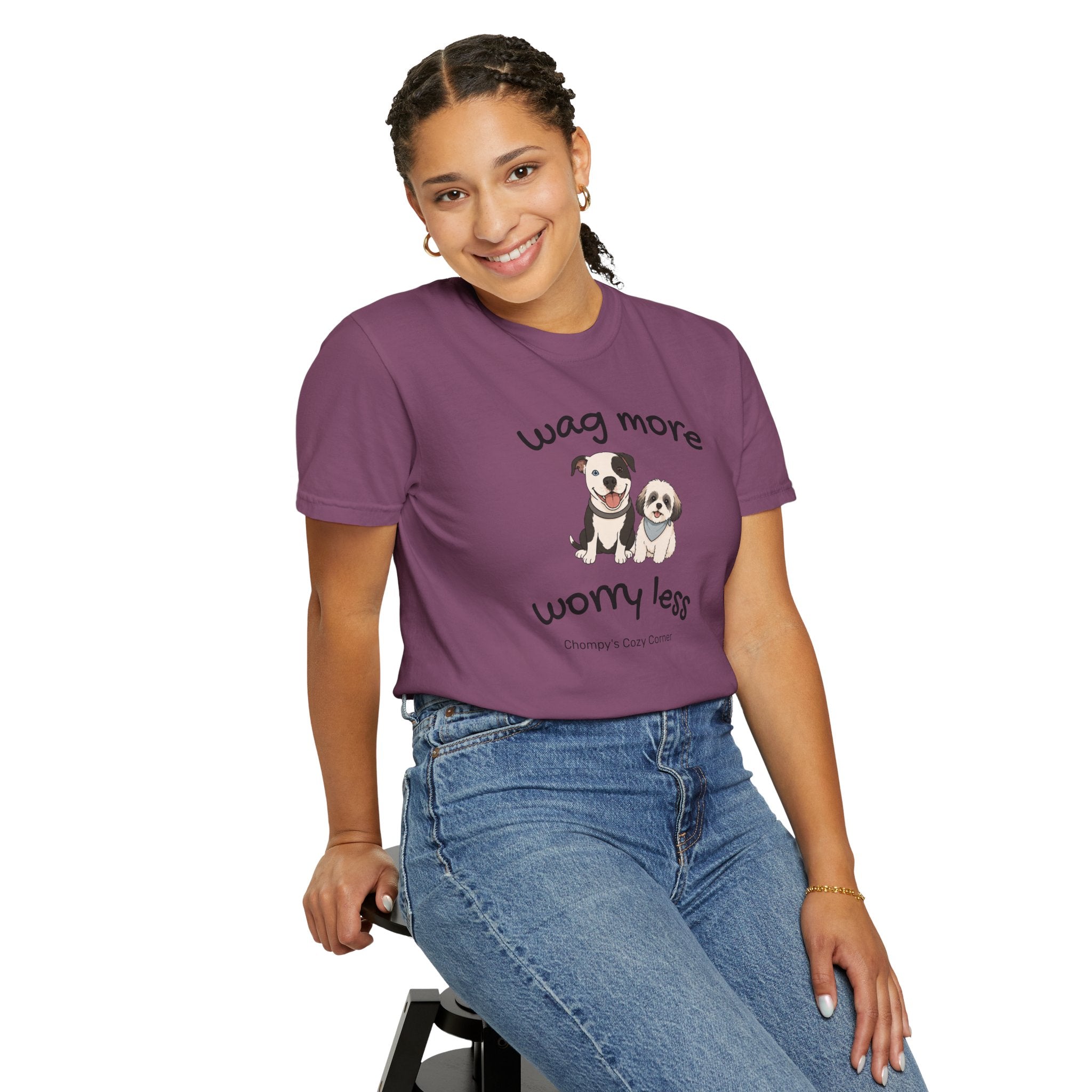Wag More Worry Less Dog Graphic T-Shirt