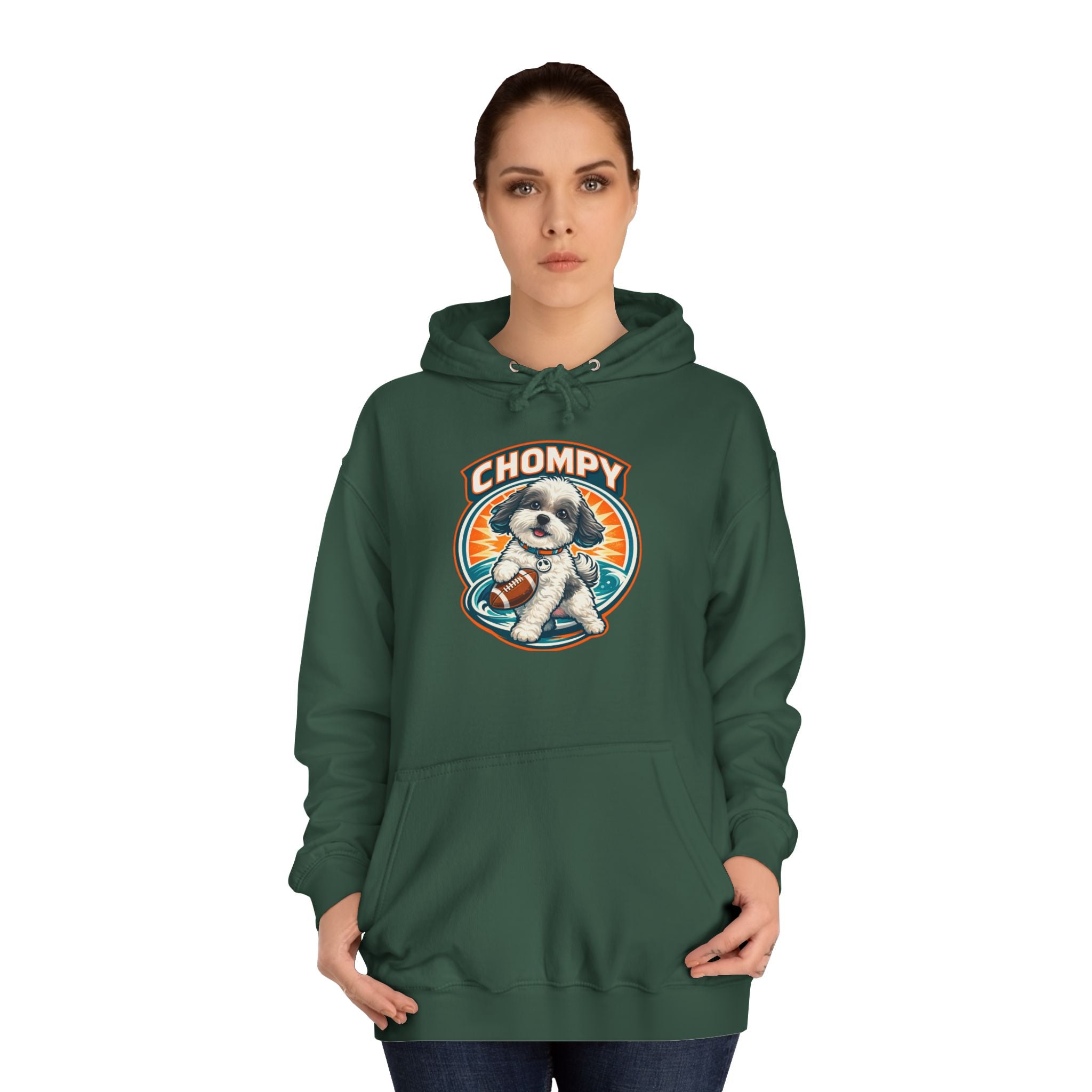 'Chompy' Football Cute Puppy Retro College Hoodie