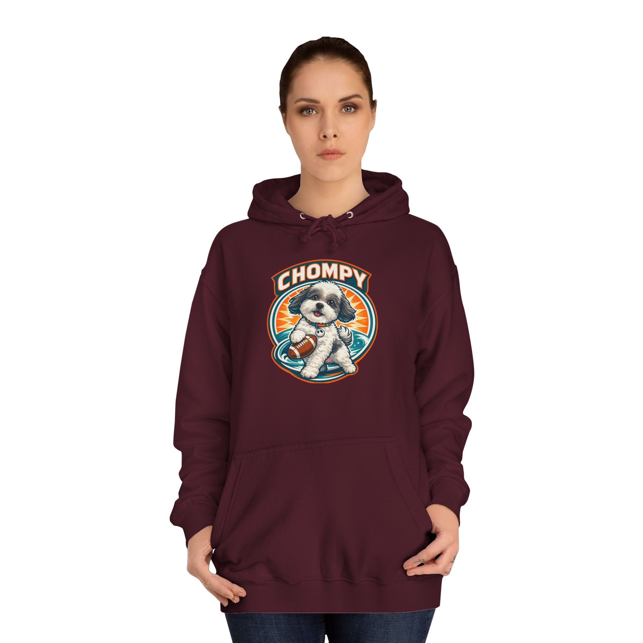 'Chompy' Football Cute Puppy Retro College Hoodie