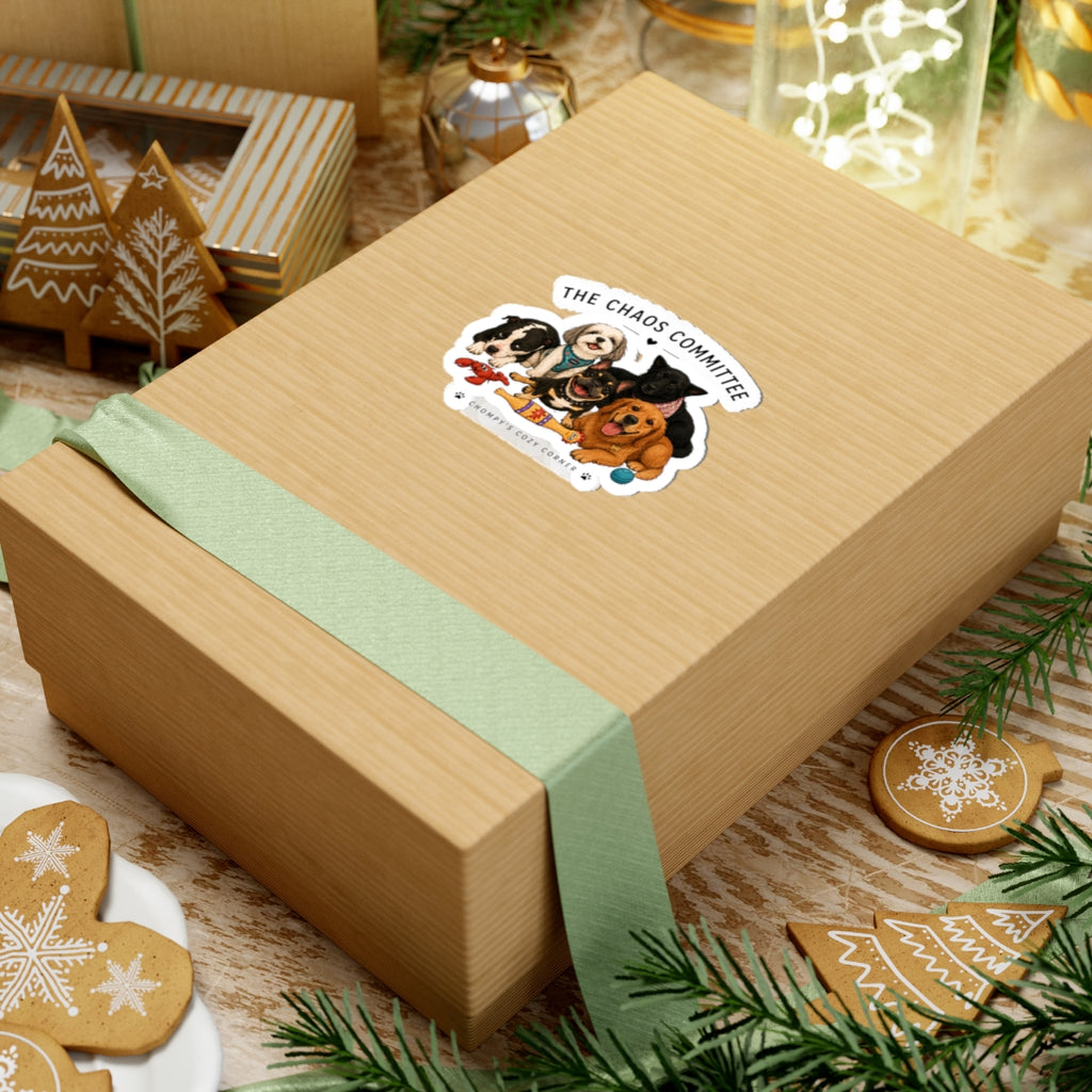 The Chaos Committee Dog Sticker — Cute Pack of Playful Pups (Kiss-Cut)