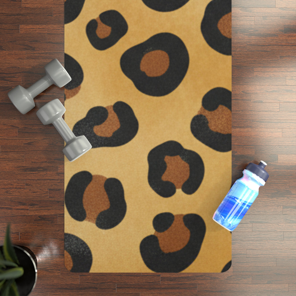 Leopard Namaste Rubber Yoga Mat — Non-Slip Animal Print Yoga Mat with Om & "Namaste"