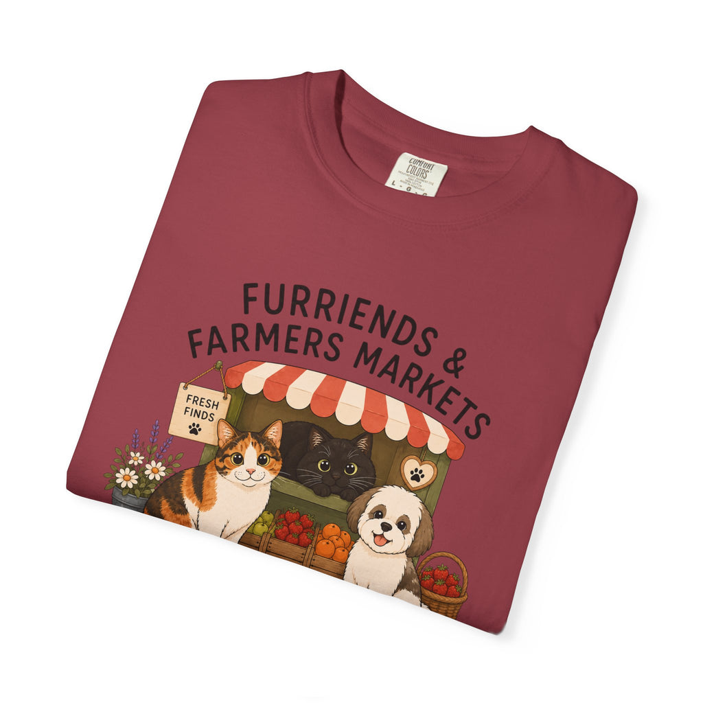 Chompy & Furriends ft. Fenlon Felines: Farmers Market Dogs T-Shirt — “Furriends & Farmers Markets” Cute Pet Market Tee