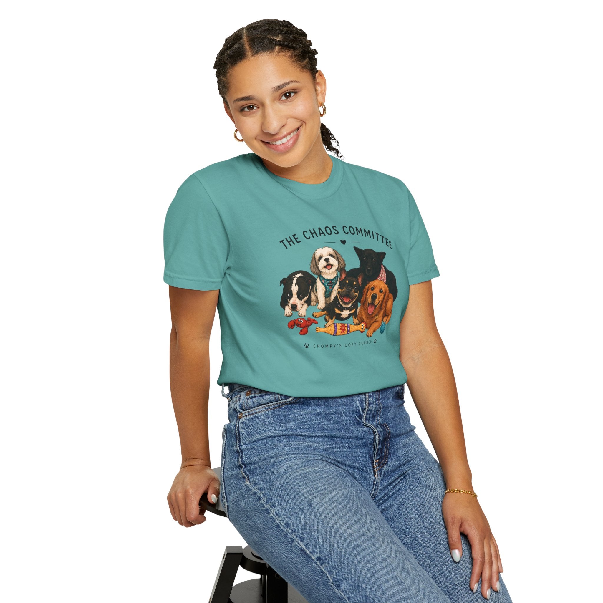 Chompy & Furriends ft. Fenlons: The Chaos Committee T-Shirt — Cute Pack of Dogs Graphic Tee