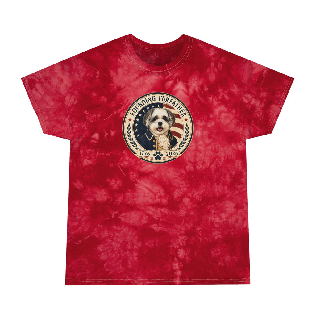 Tie-Dye T‑Shirt — 'Founding Furfather' Patriotic Dog Graphic