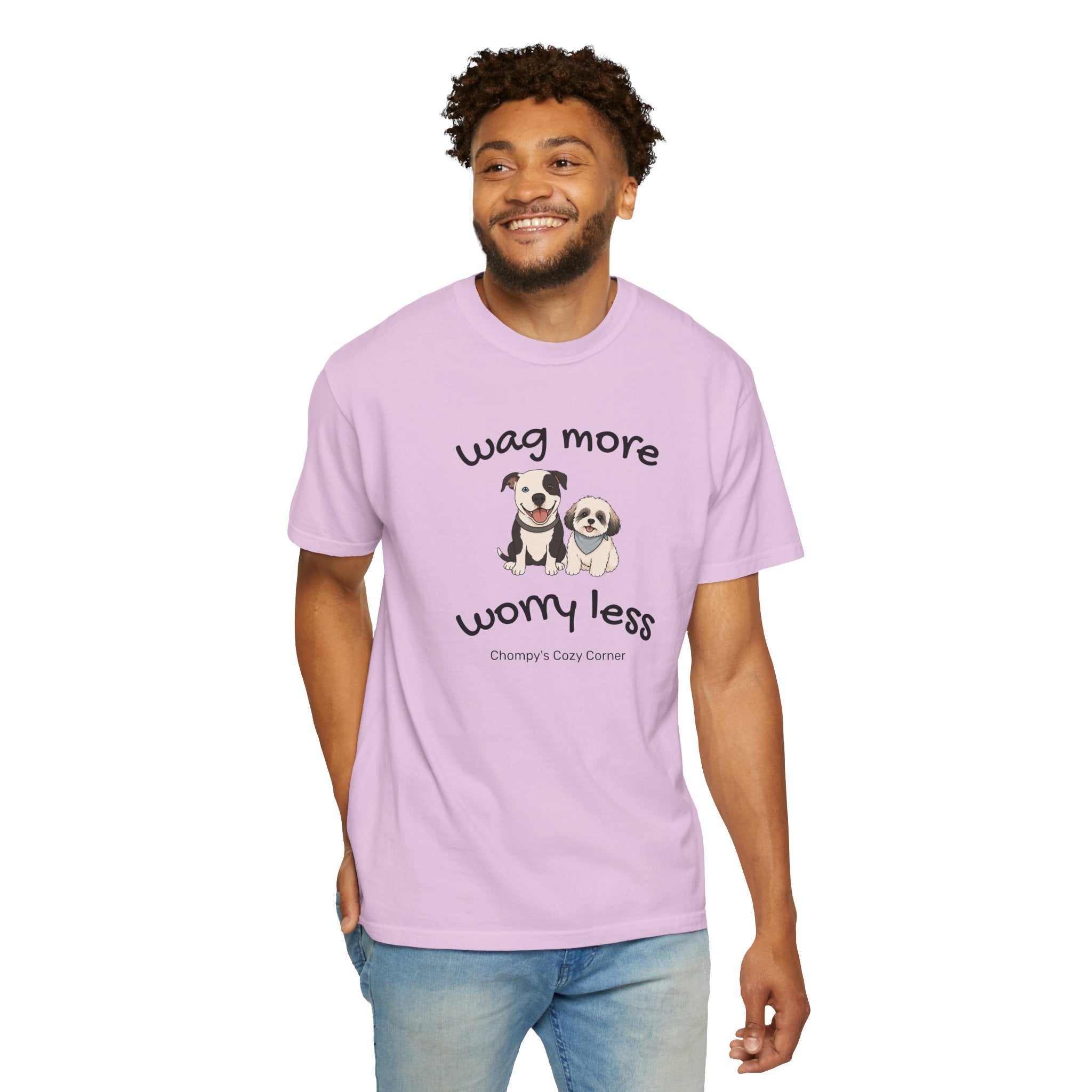 Wag More Worry Less Dog Graphic T-Shirt