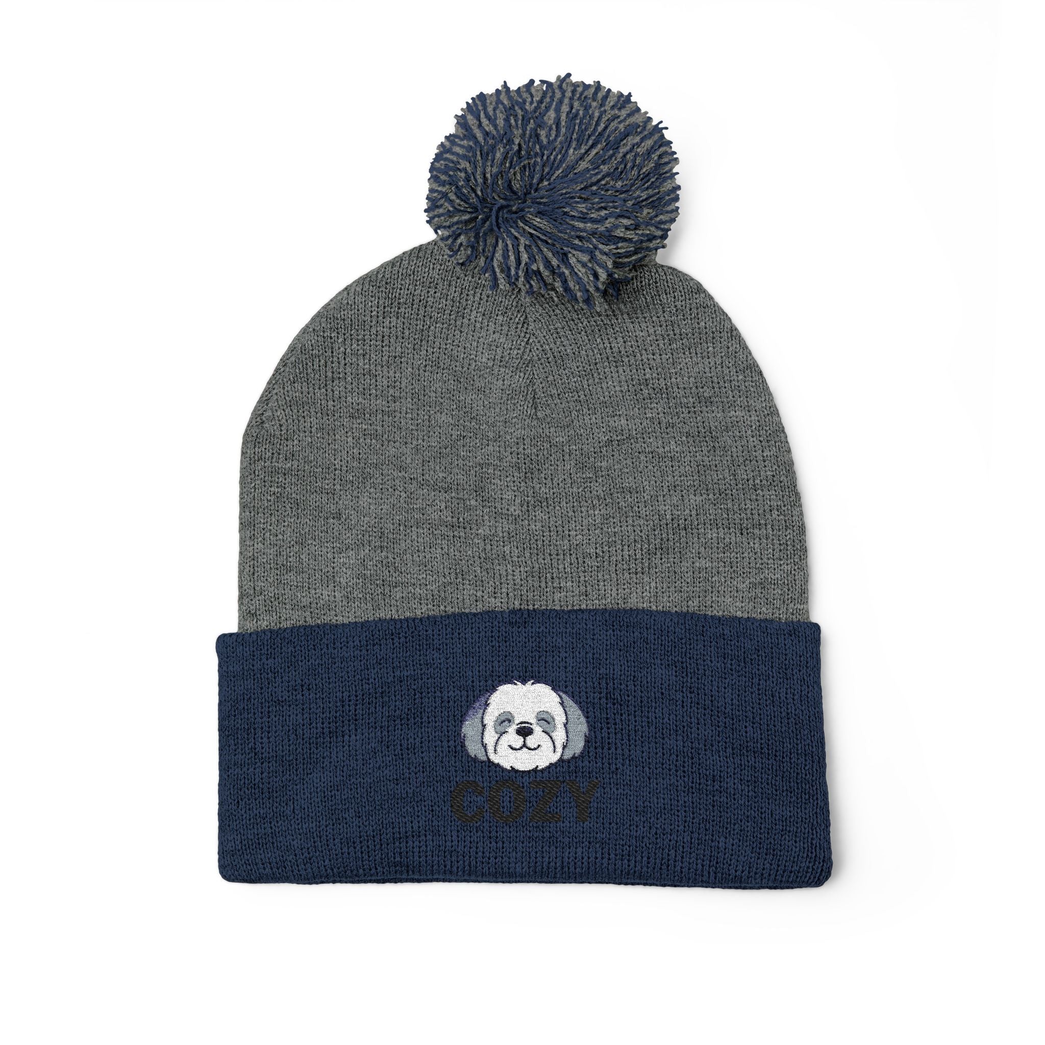 Cozy Shih-Poo Pom-Pom Knit Cap (Embroidery)