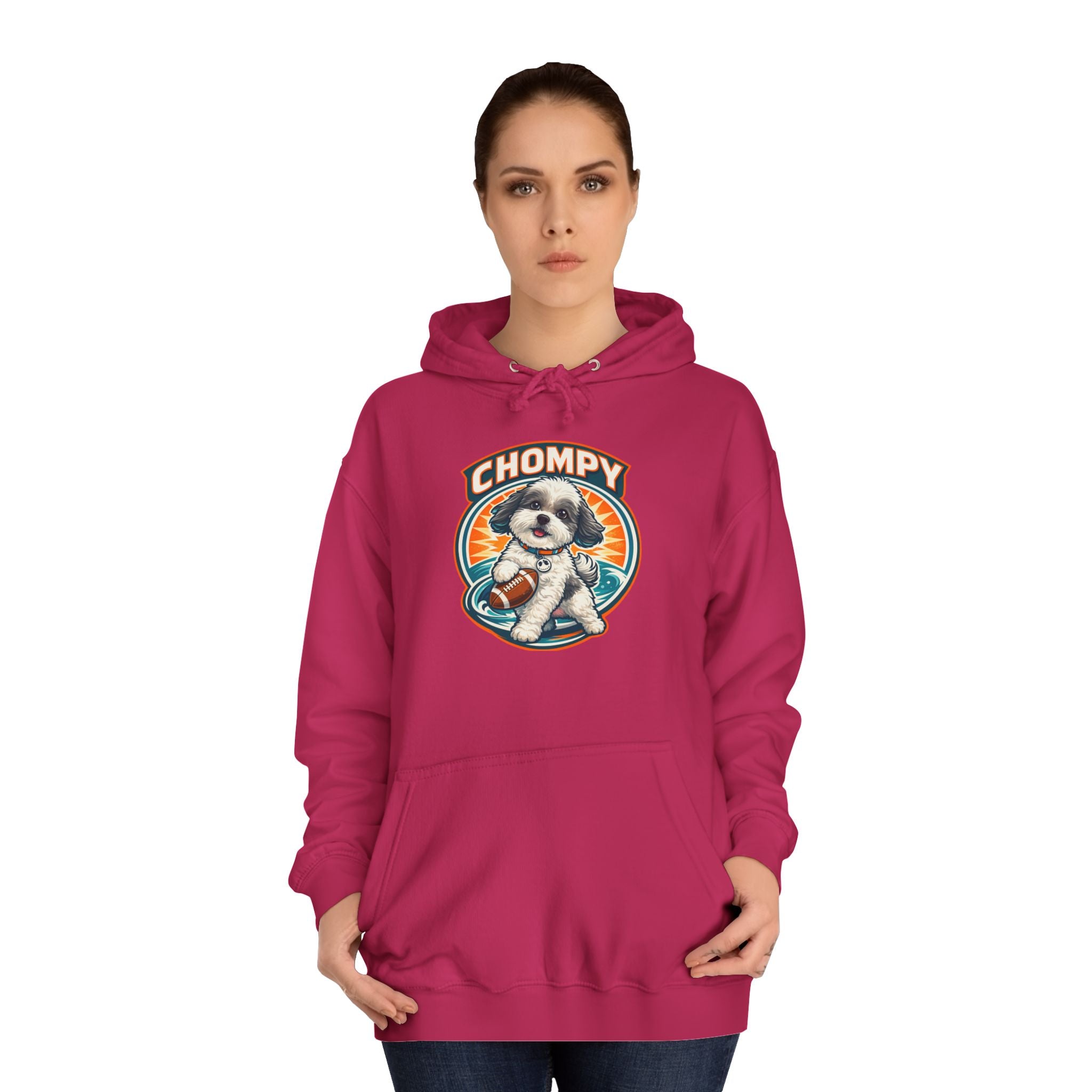 'Chompy' Football Cute Puppy Retro College Hoodie