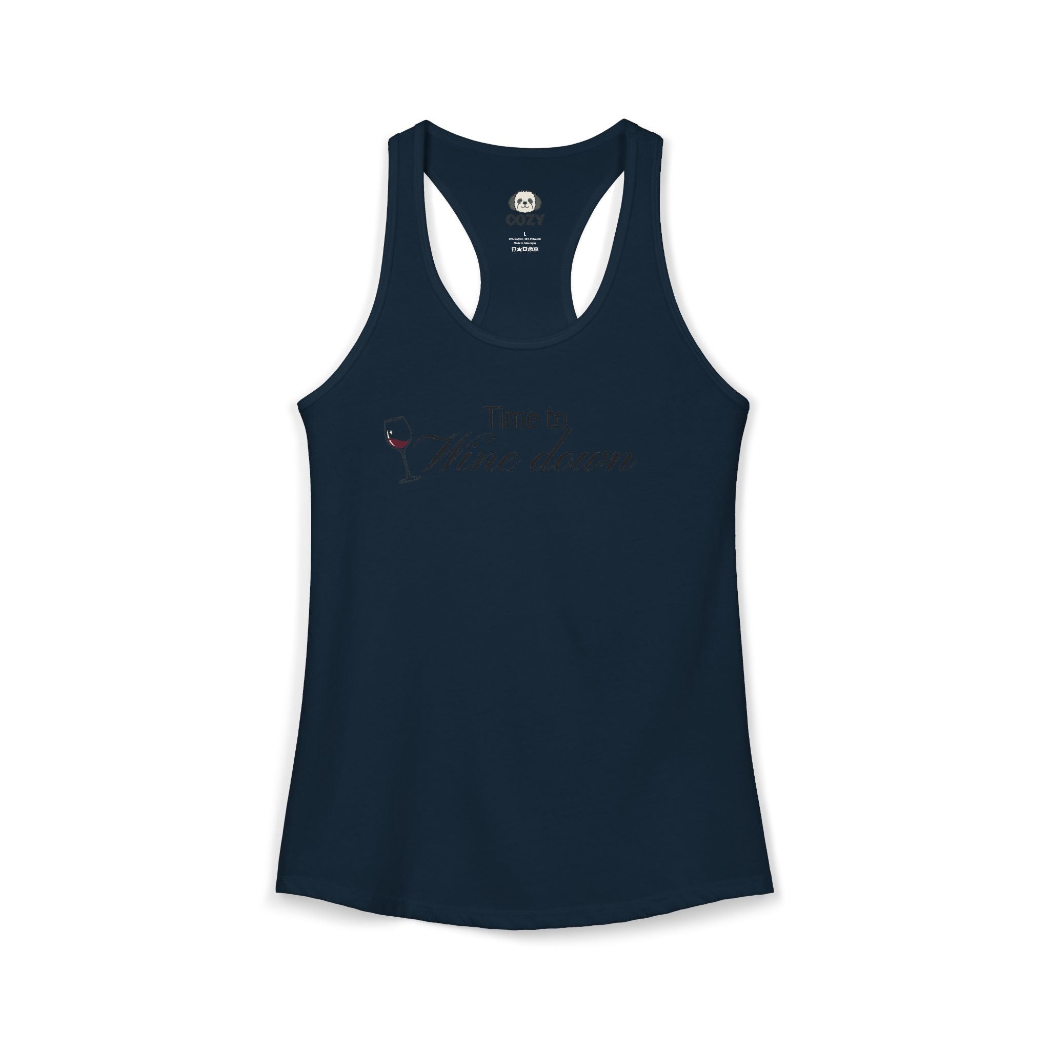 Time to Wine Down Racerback Tank — Yoga Wine Glass Tank Top for Women