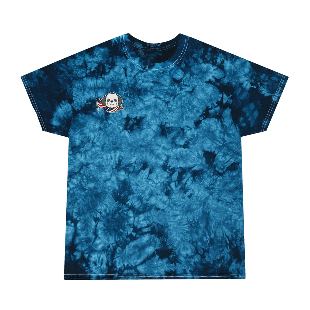 Crystal Blue Tie-Dye Tee — Cute Simple Shih Poo Chest Patch