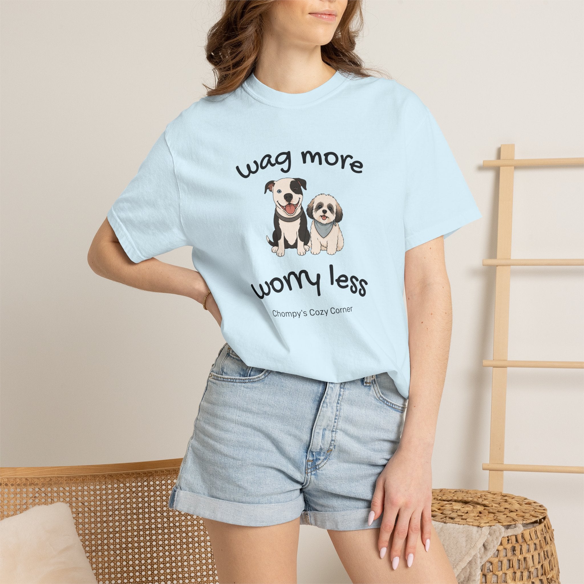 Wag More Worry Less Dog Graphic T-Shirt