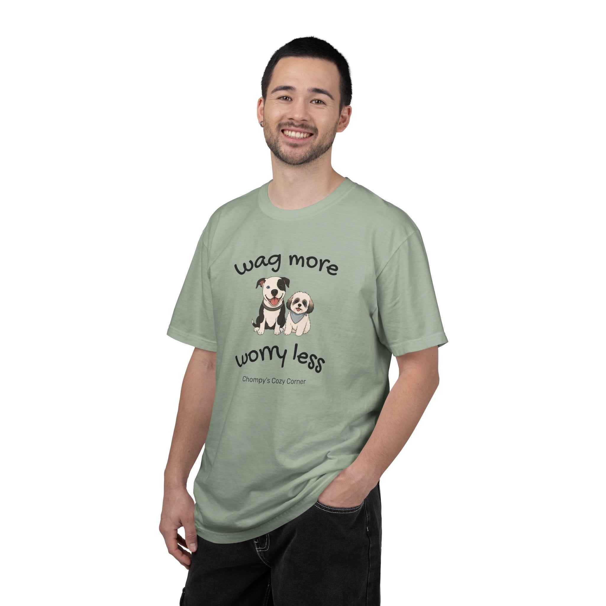 Wag More Worry Less Dog Graphic T-Shirt