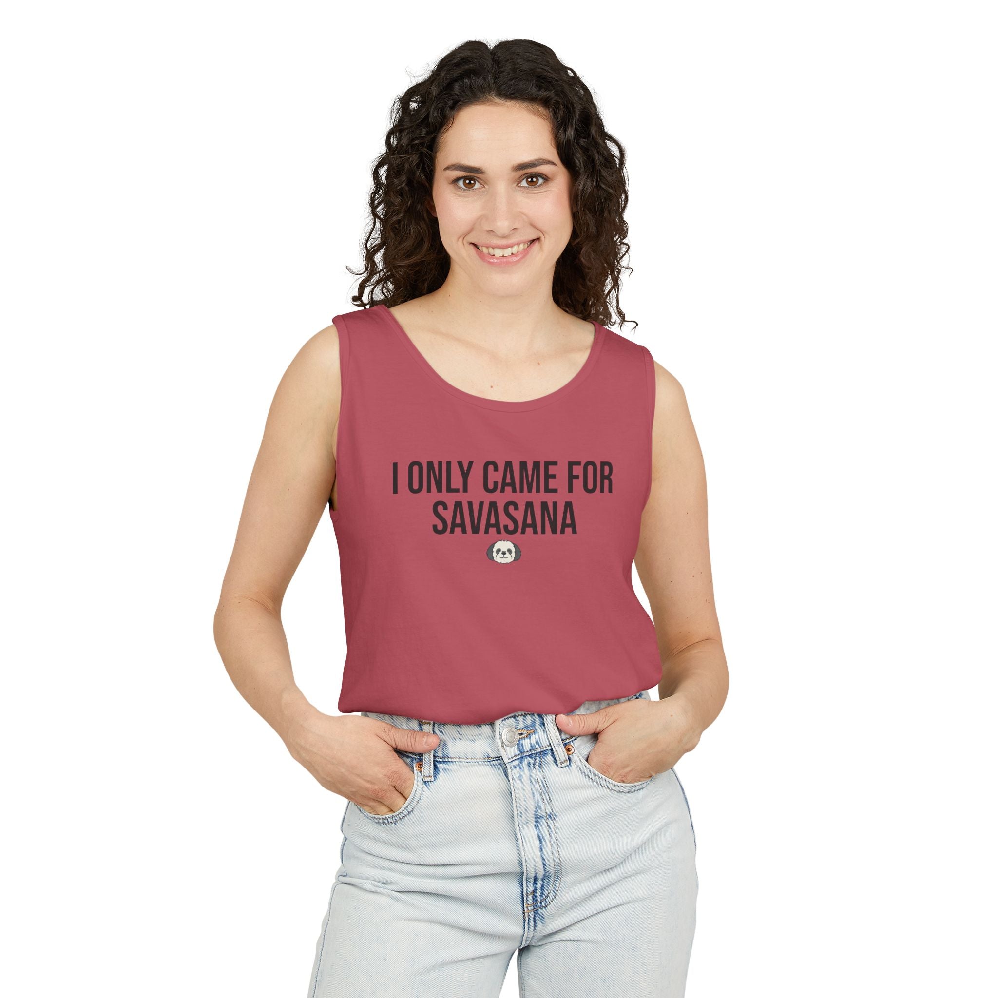 Yoga Tank Top — "I Only Came for Savasana" Shih Poo Design