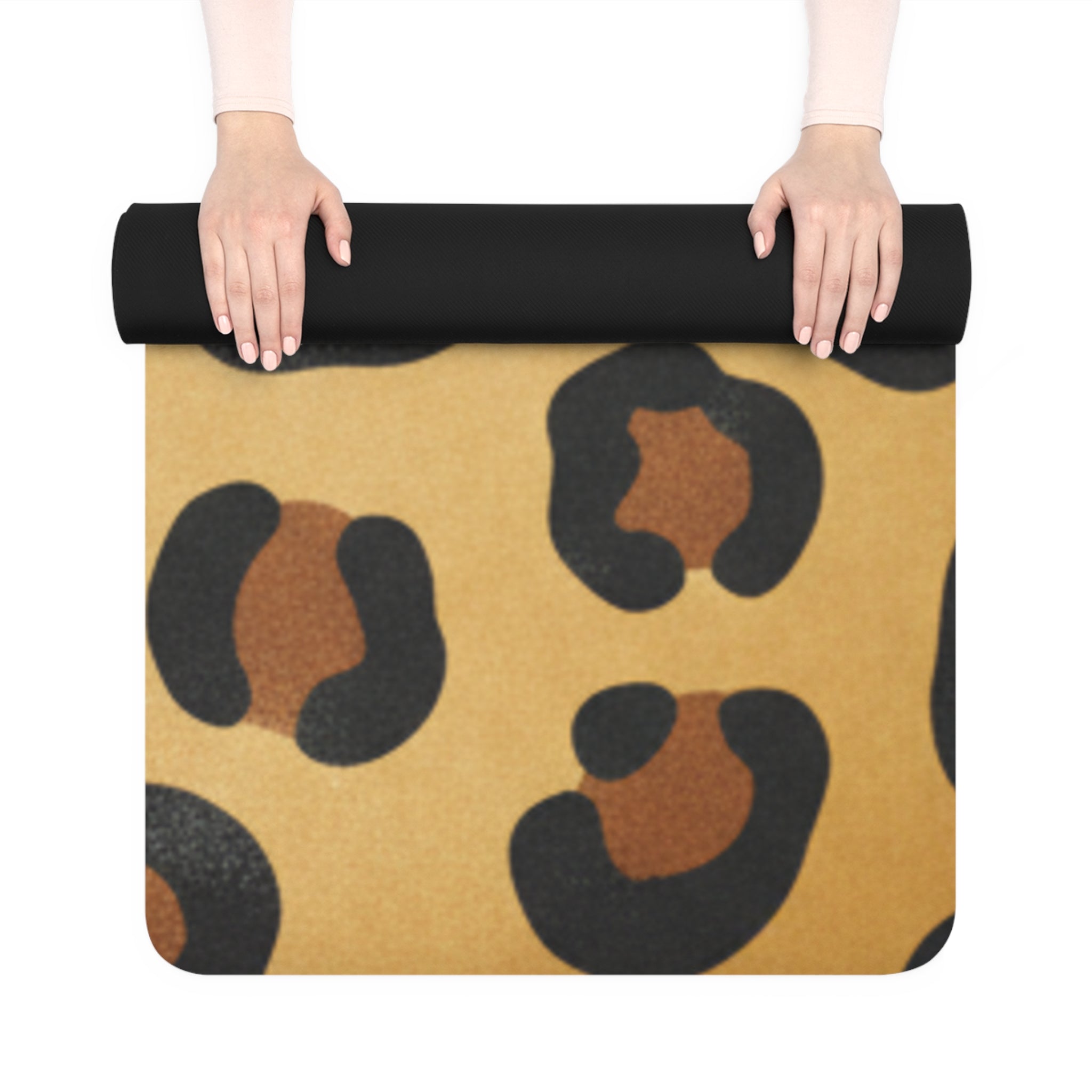 Leopard Namaste Rubber Yoga Mat — Non-Slip Animal Print Yoga Mat with Om & "Namaste"