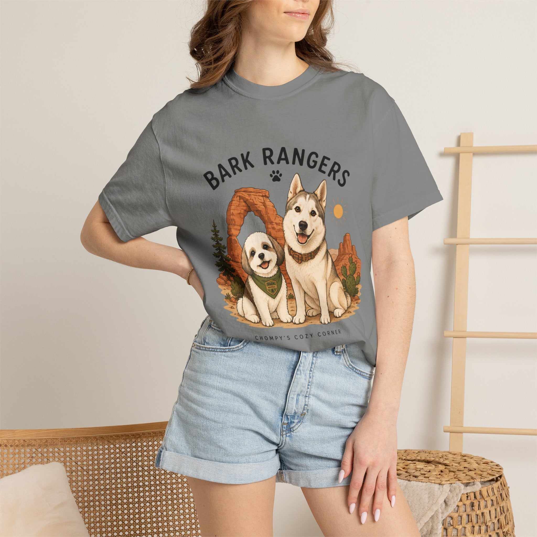 Chompy and Furriends ft. Boba: Bark Rangers T-Shirt — Cute Adventure Dog Graphic Tee