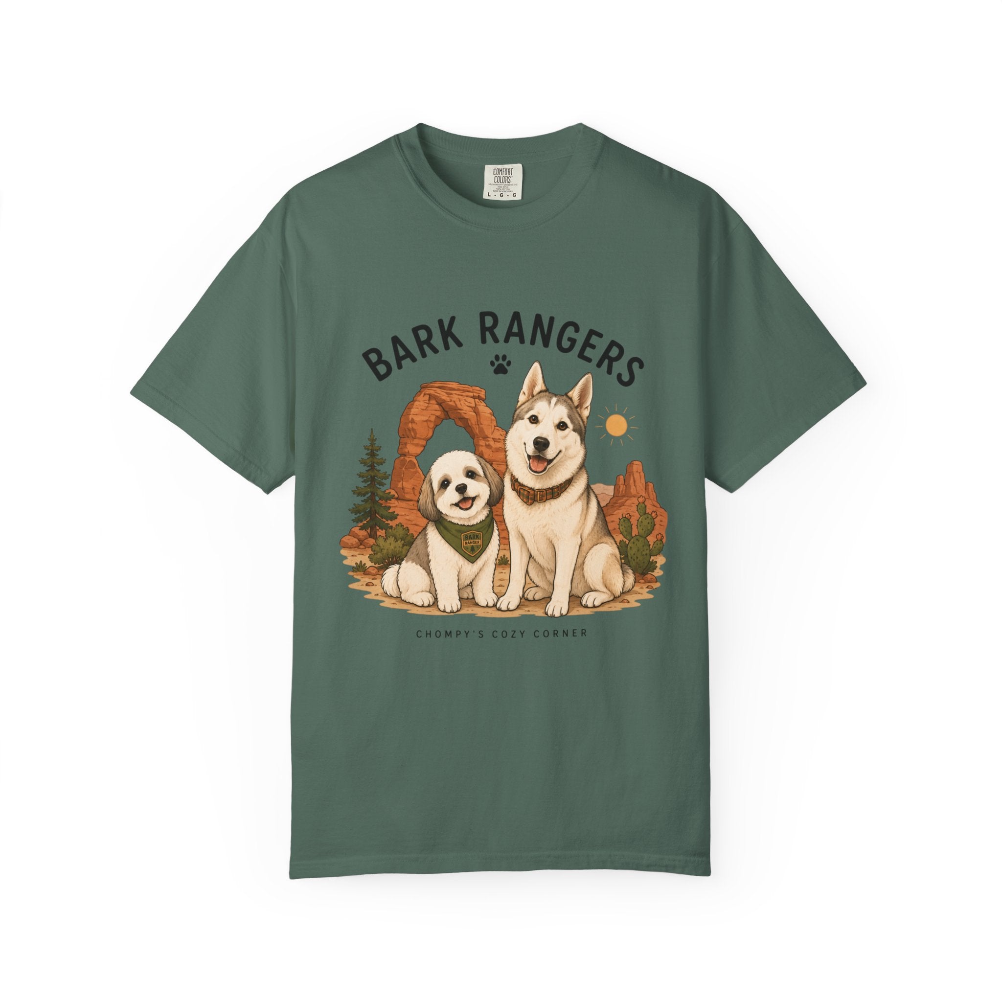 Chompy and Furriends ft. Boba: Bark Rangers T-Shirt — Cute Adventure Dog Graphic Tee