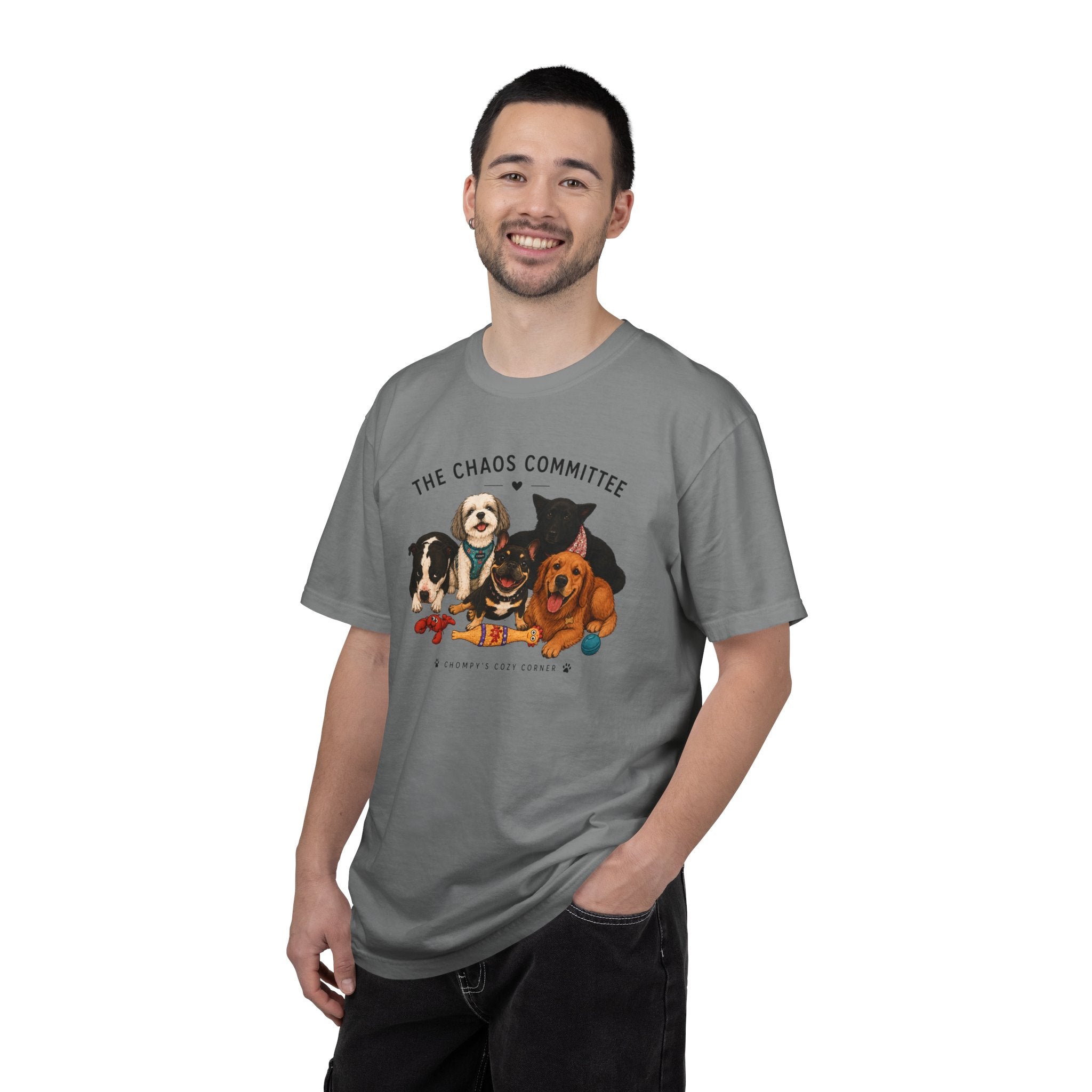 Chompy & Furriends ft. Fenlons: The Chaos Committee T-Shirt — Cute Pack of Dogs Graphic Tee
