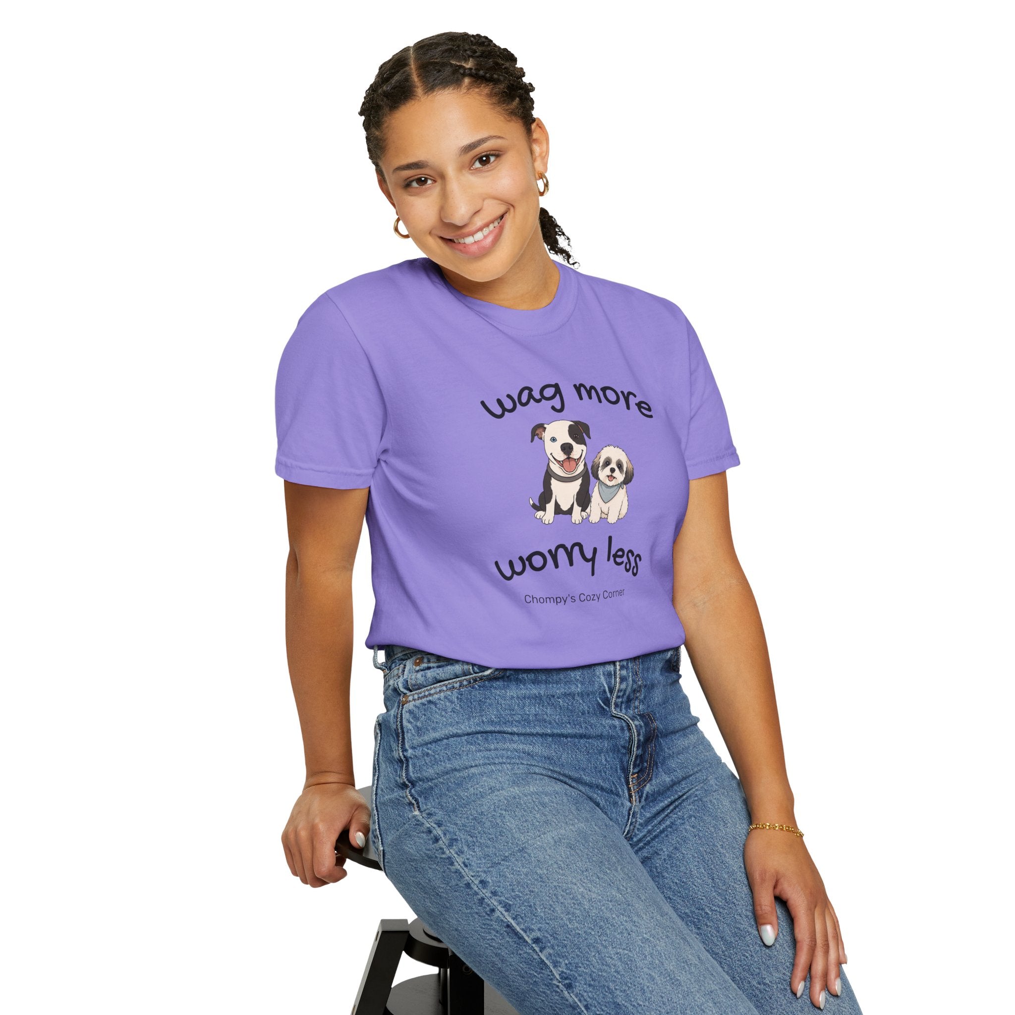 Wag More Worry Less Dog Graphic T-Shirt
