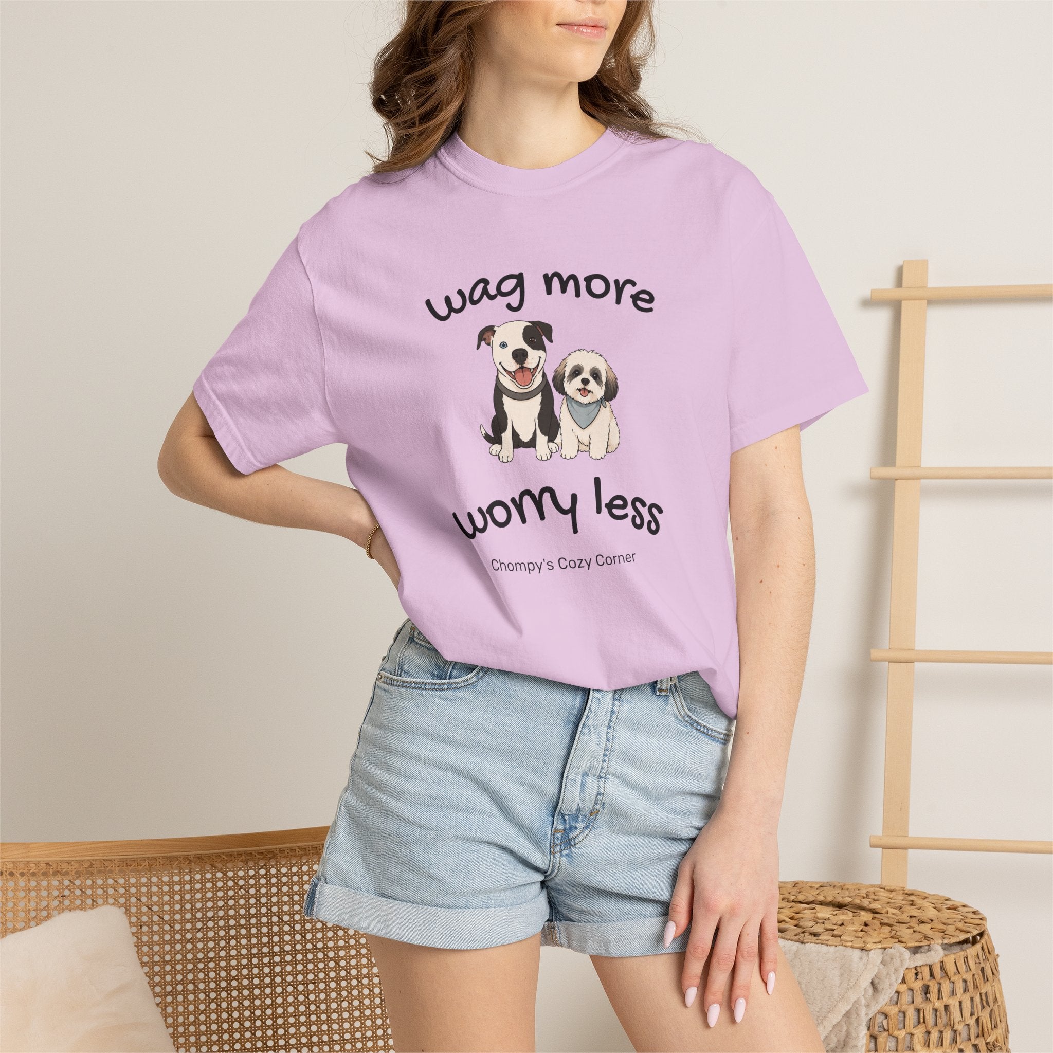 Wag More Worry Less Dog Graphic T-Shirt