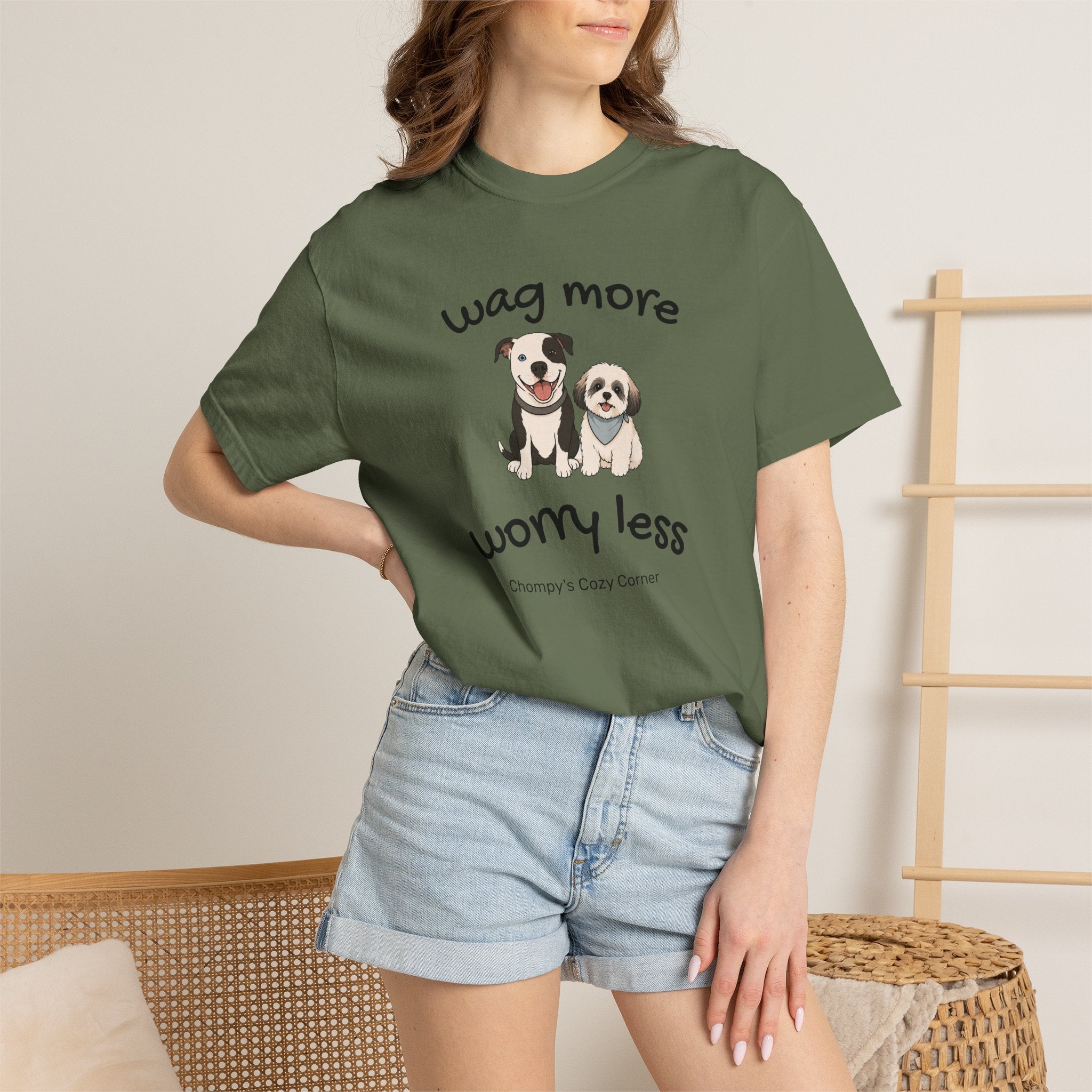 Wag More Worry Less Dog Graphic T-Shirt