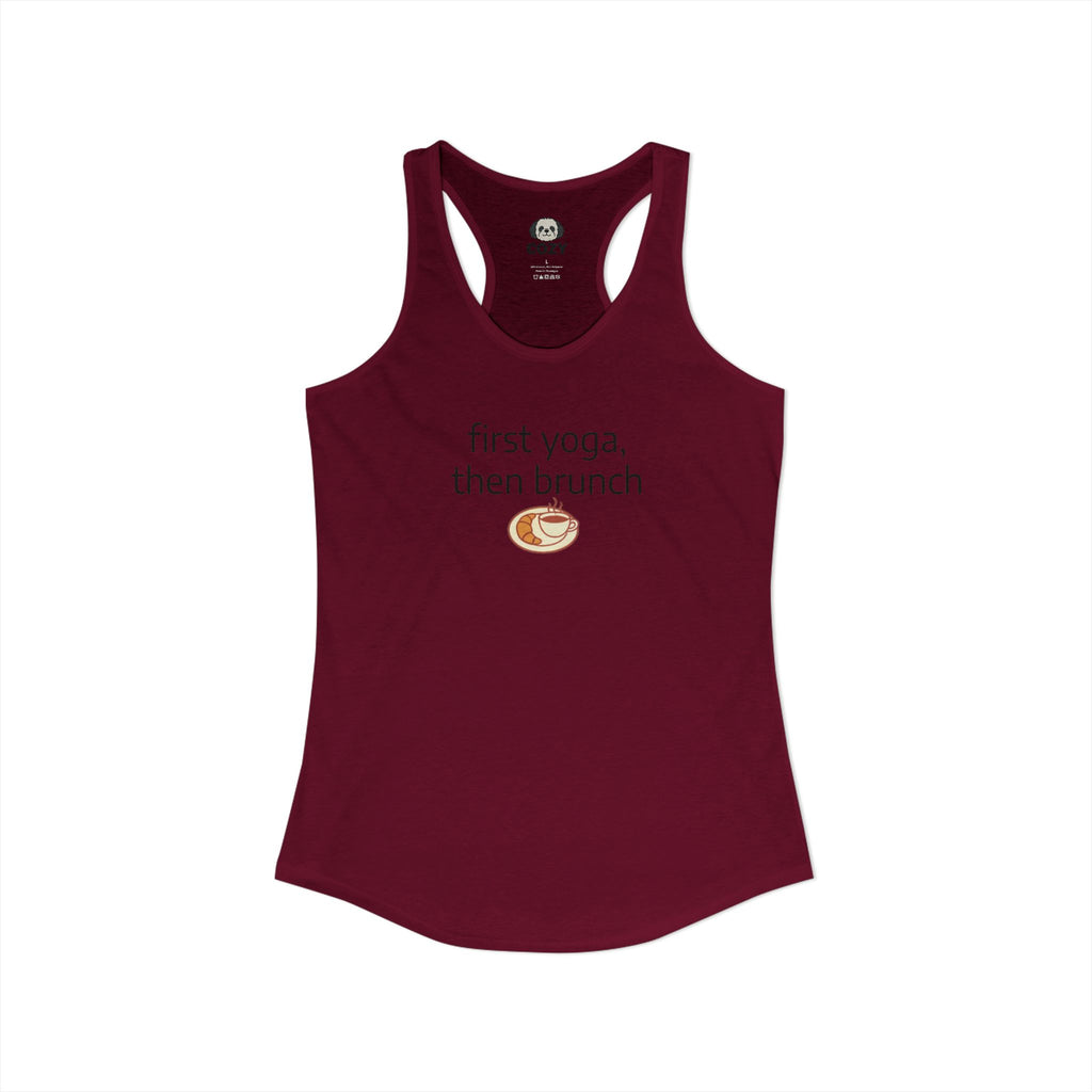 Women's Racerback Tank — "First Yoga, Then Brunch" Activewear