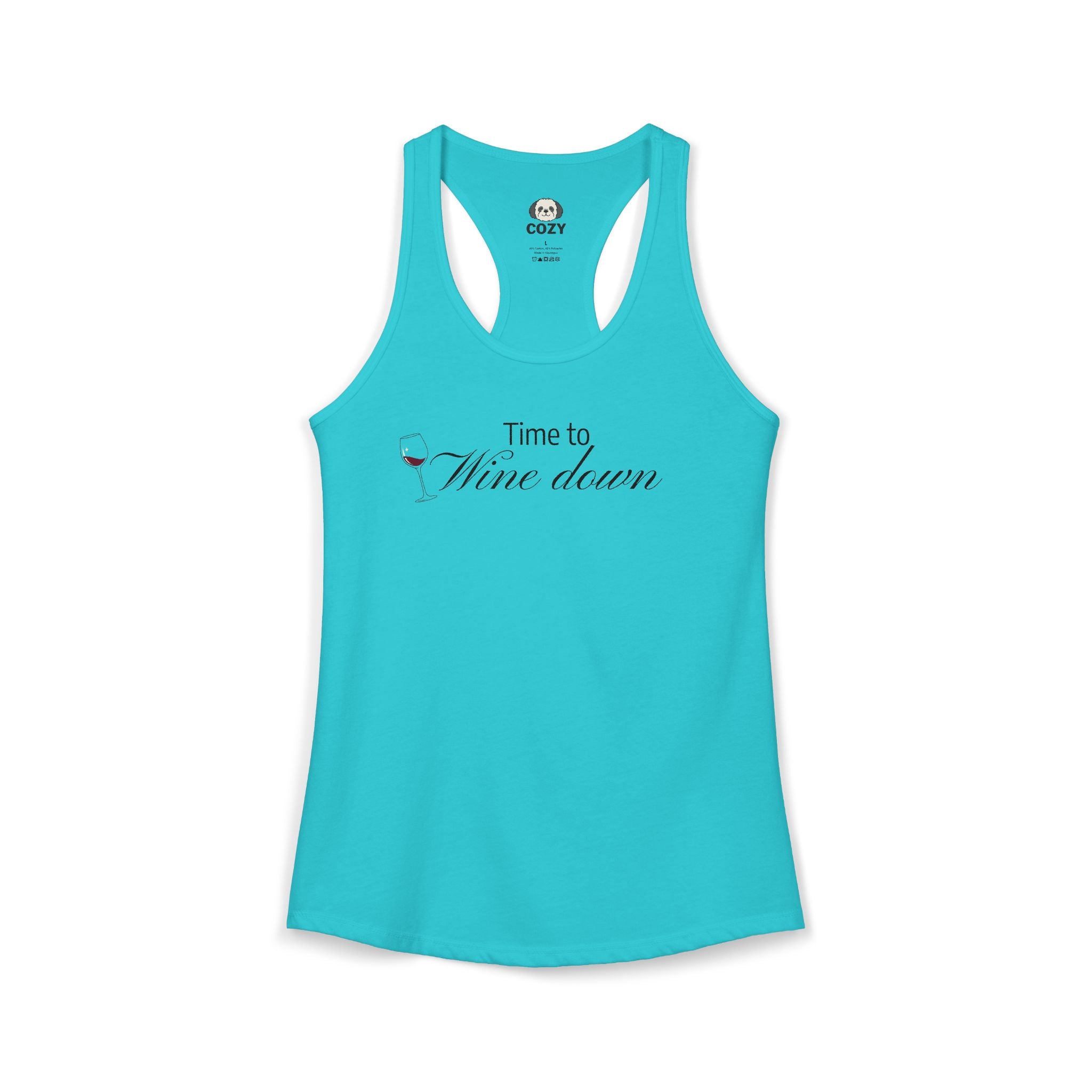 Time to Wine Down Racerback Tank — Yoga Wine Glass Tank Top for Women