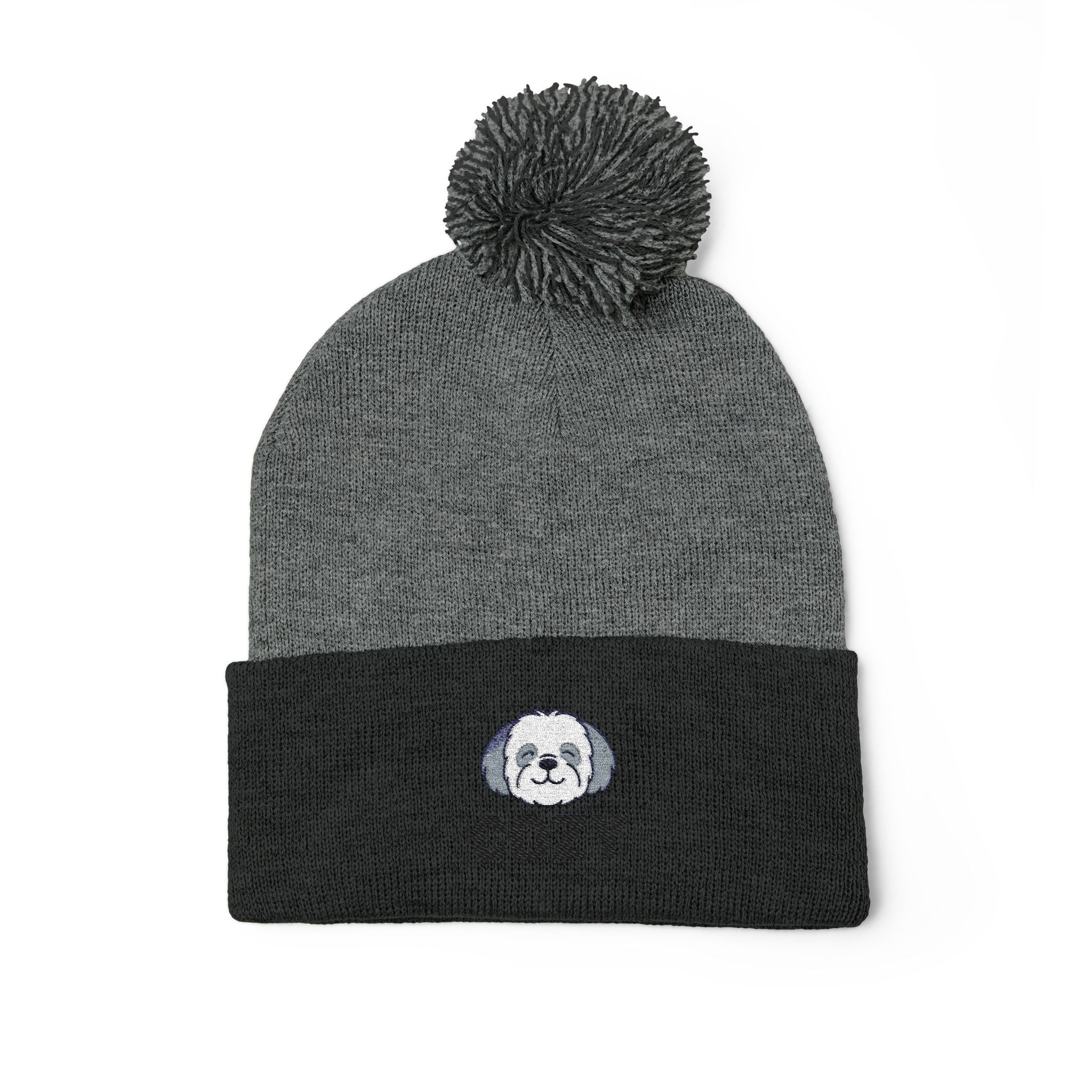 Cozy Shih-Poo Pom-Pom Knit Cap (Embroidery)