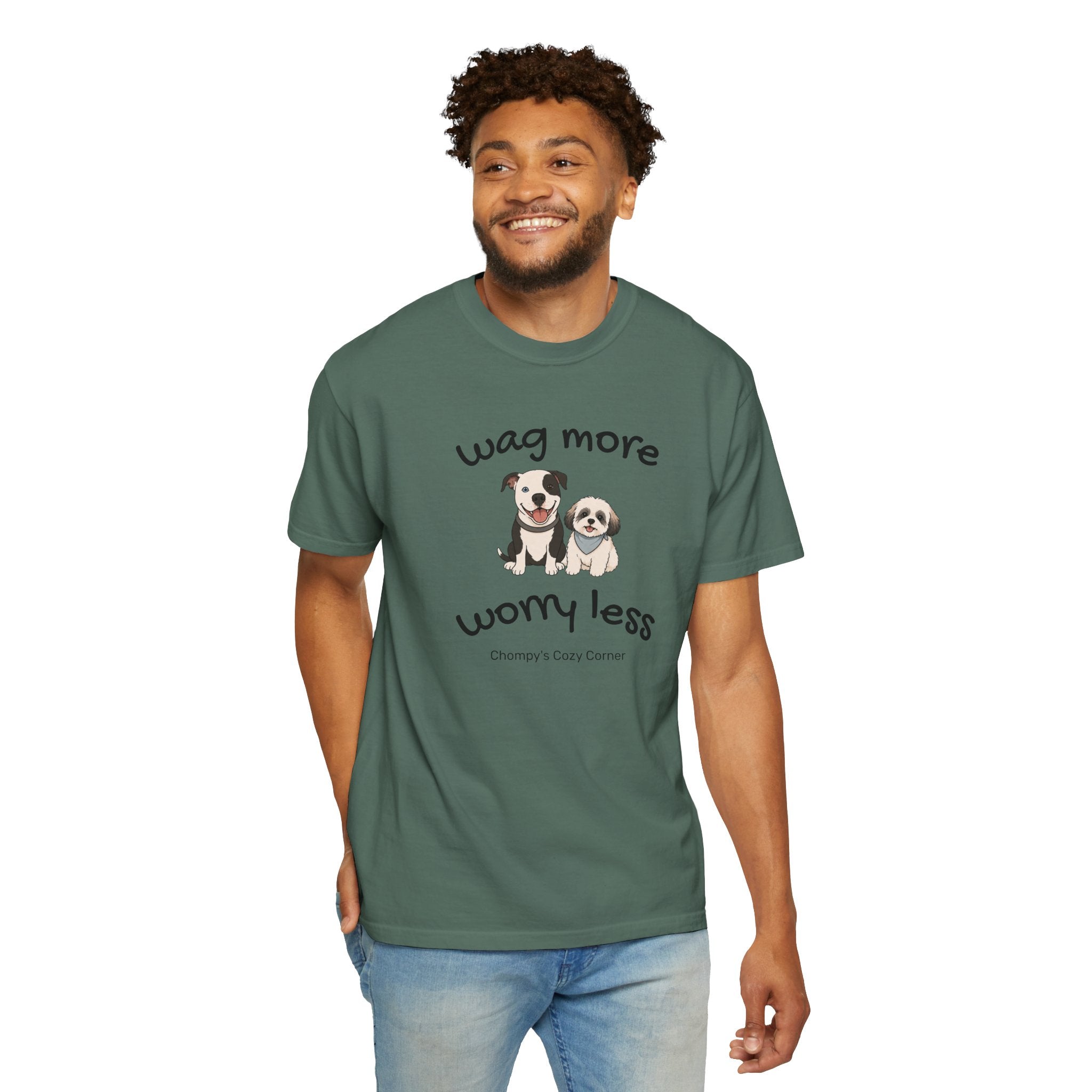 Wag More Worry Less Dog Graphic T-Shirt