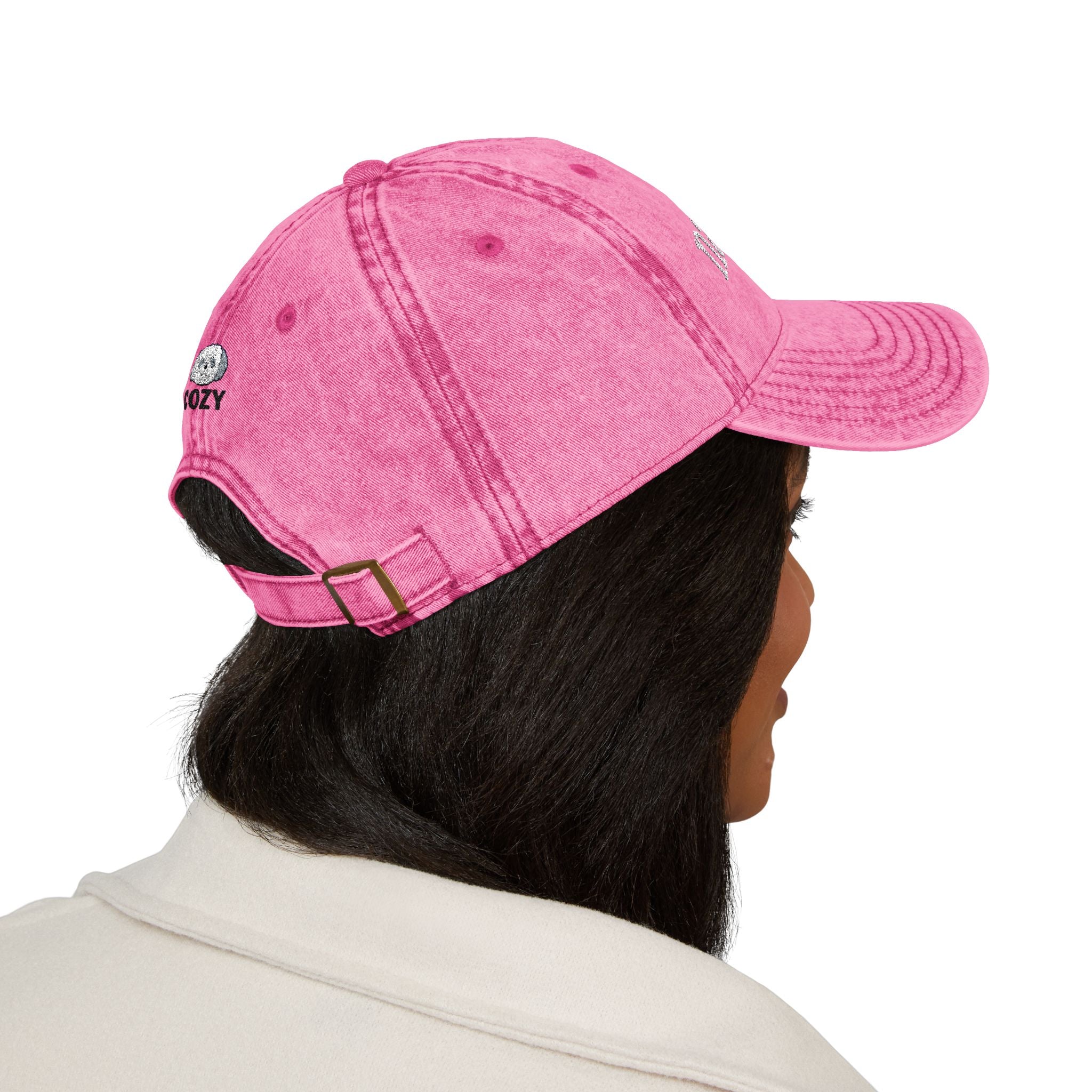 Vintage Embroidered Yoga Hat — "Namaste" Front with Cozy Shih-Poo Logo Back