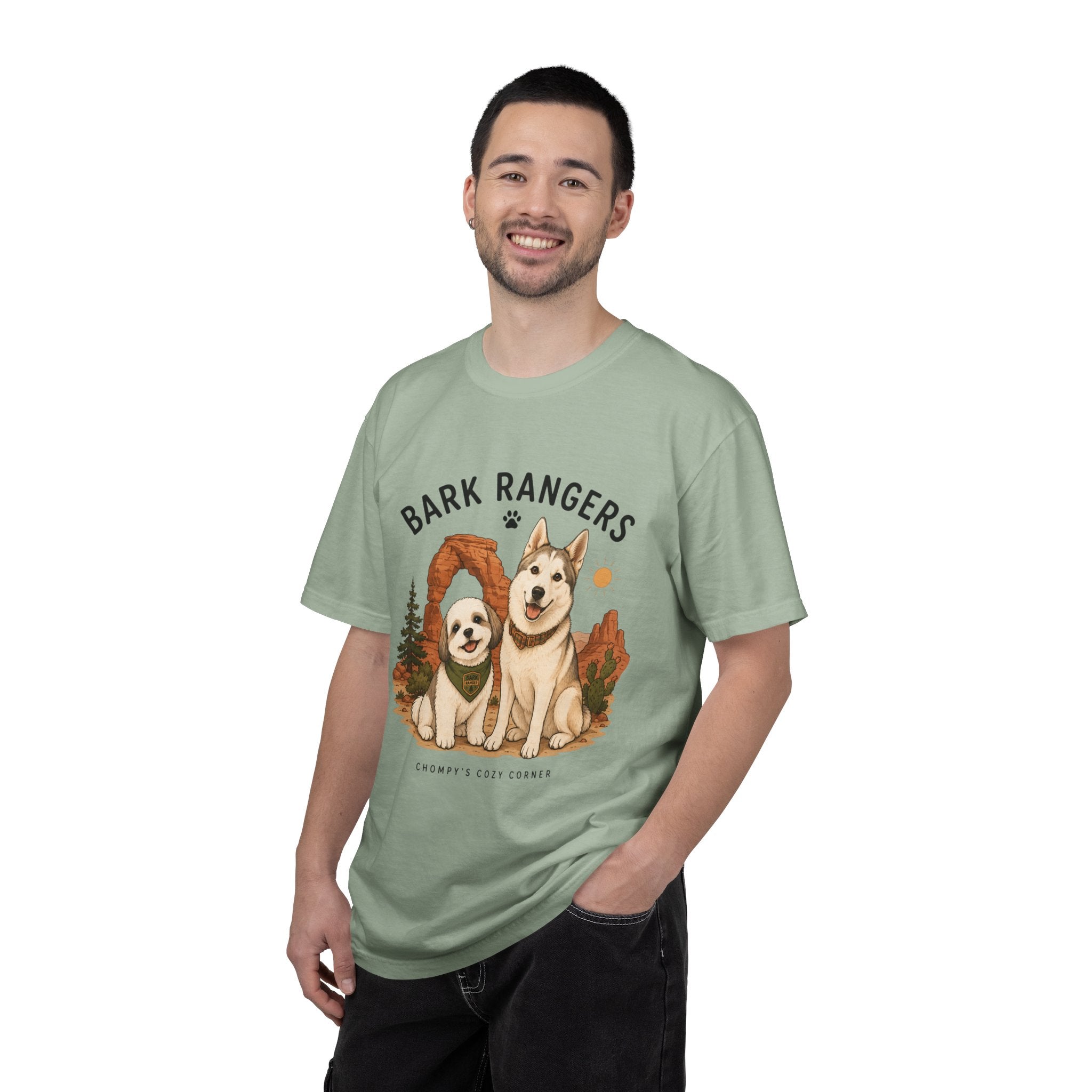 Chompy and Furriends ft. Boba: Bark Rangers T-Shirt — Cute Adventure Dog Graphic Tee
