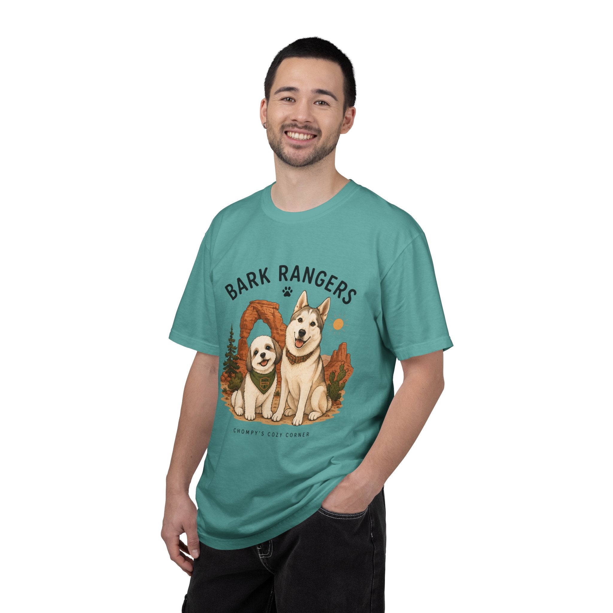 Chompy and Furriends ft. Boba: Bark Rangers T-Shirt — Cute Adventure Dog Graphic Tee