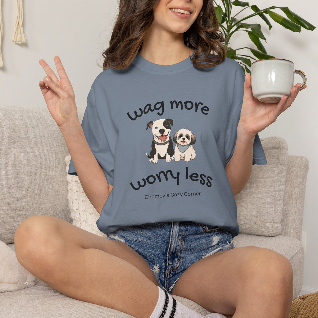 Wag More Worry Less Dog Graphic T-Shirt