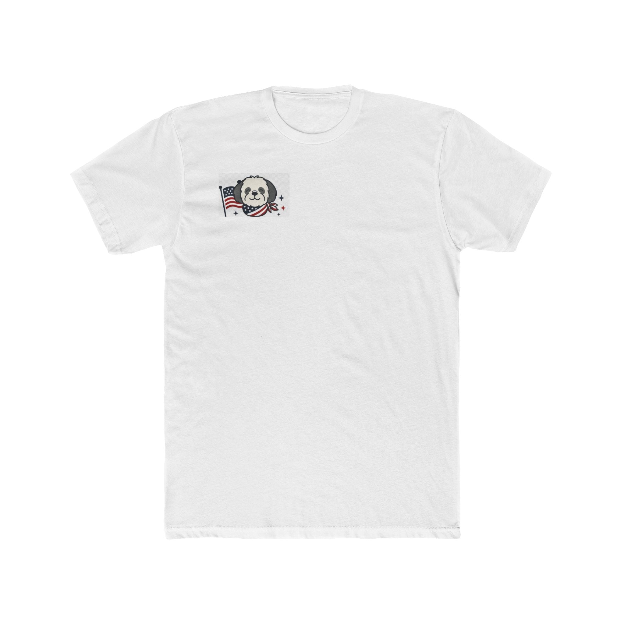 Shih poo & American Flag Pocket Tee — Patriotic Skull Graphic T-Shirt