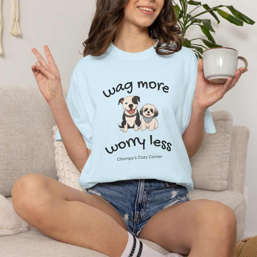 Wag More Worry Less Dog Graphic T-Shirt