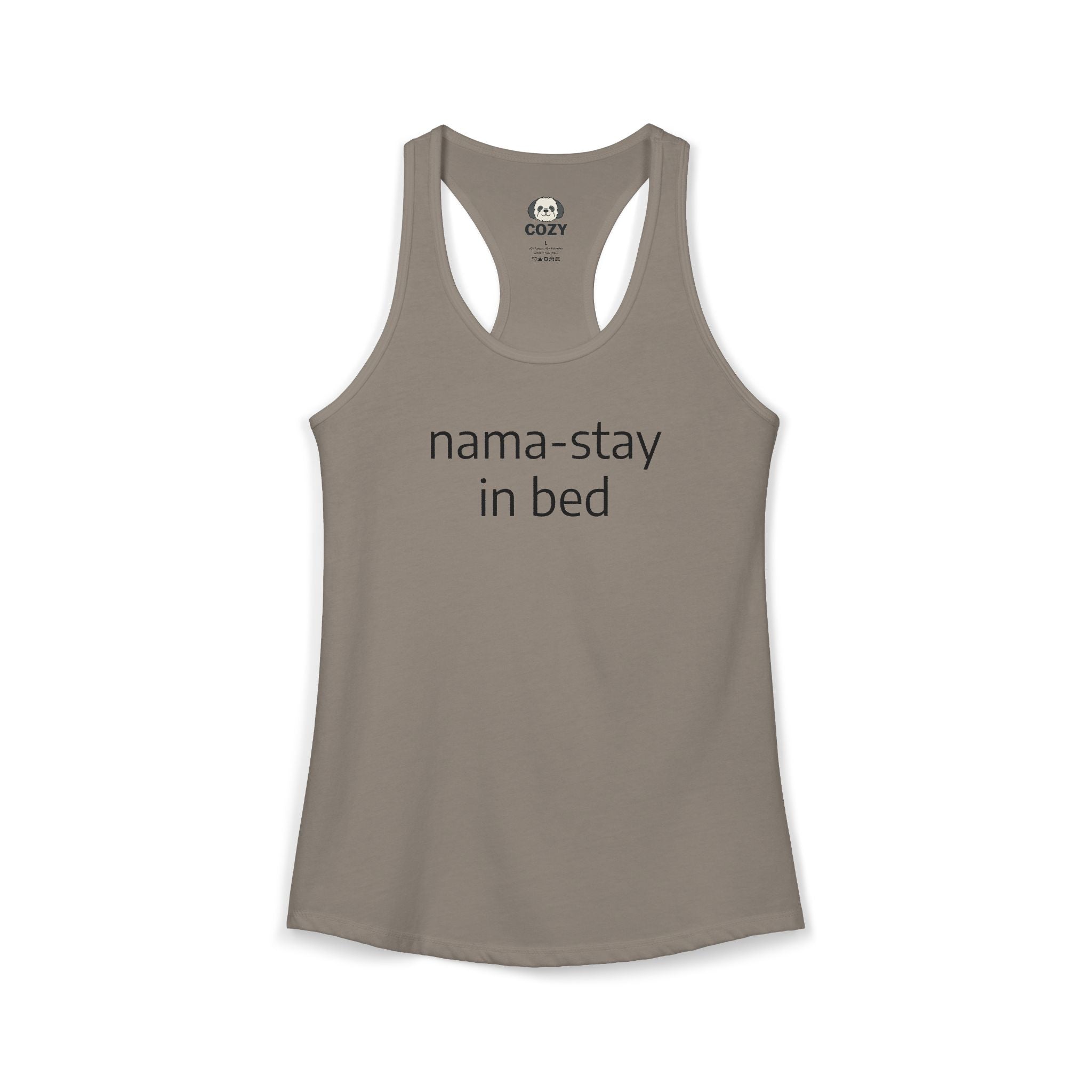 Nama-stay In Bed Racerback Tank — Funny Namaste Yoga Tank Top