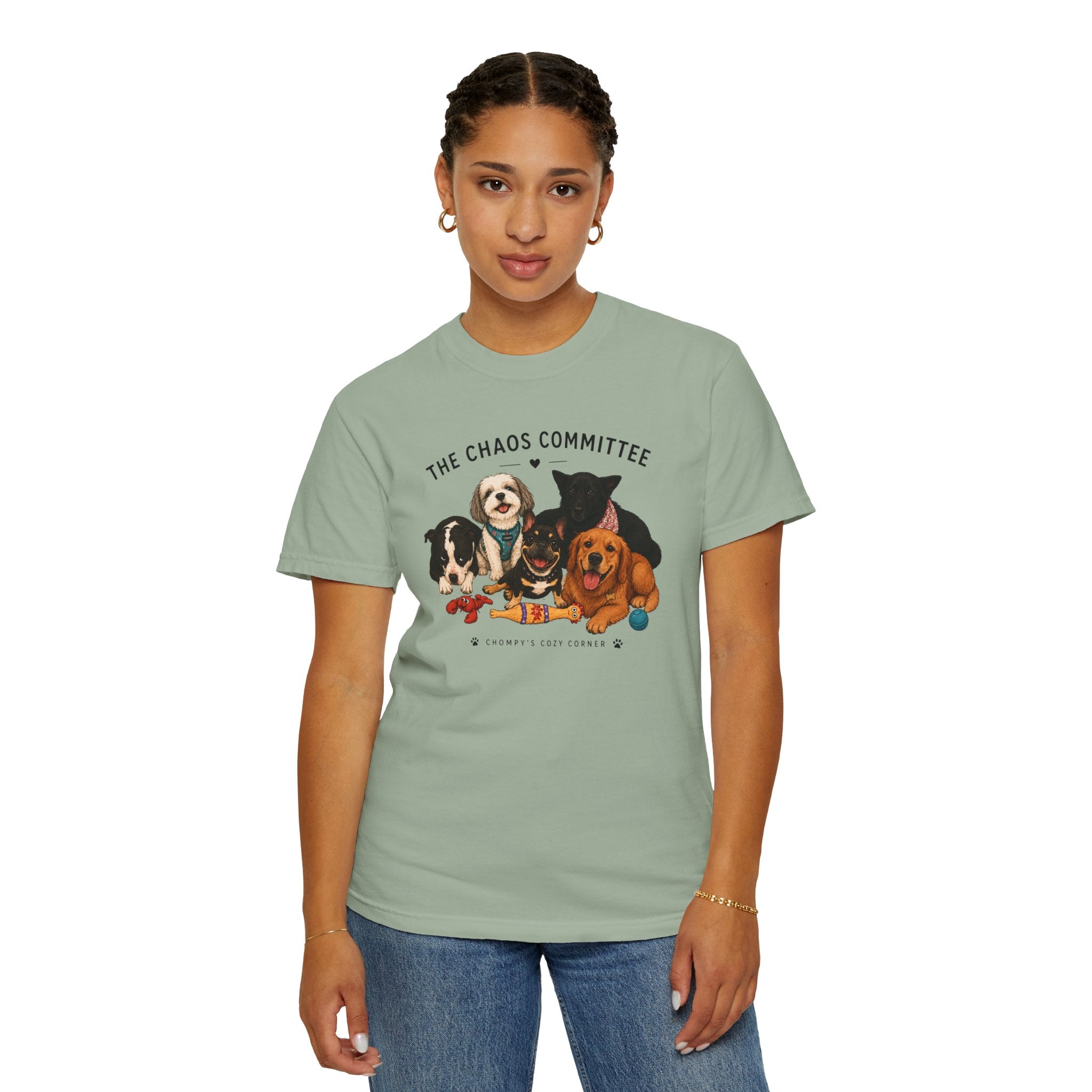Chompy & Furriends ft. Fenlons: The Chaos Committee T-Shirt — Cute Pack of Dogs Graphic Tee