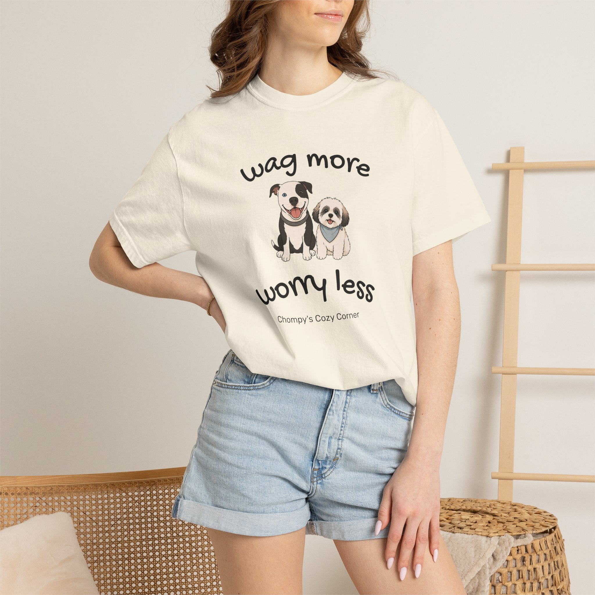 Wag More Worry Less Dog Graphic T-Shirt