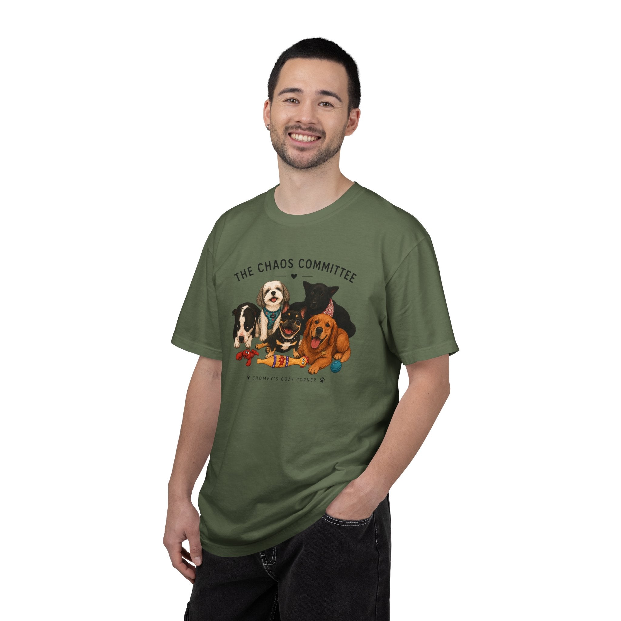 Chompy & Furriends ft. Fenlons: The Chaos Committee T-Shirt — Cute Pack of Dogs Graphic Tee