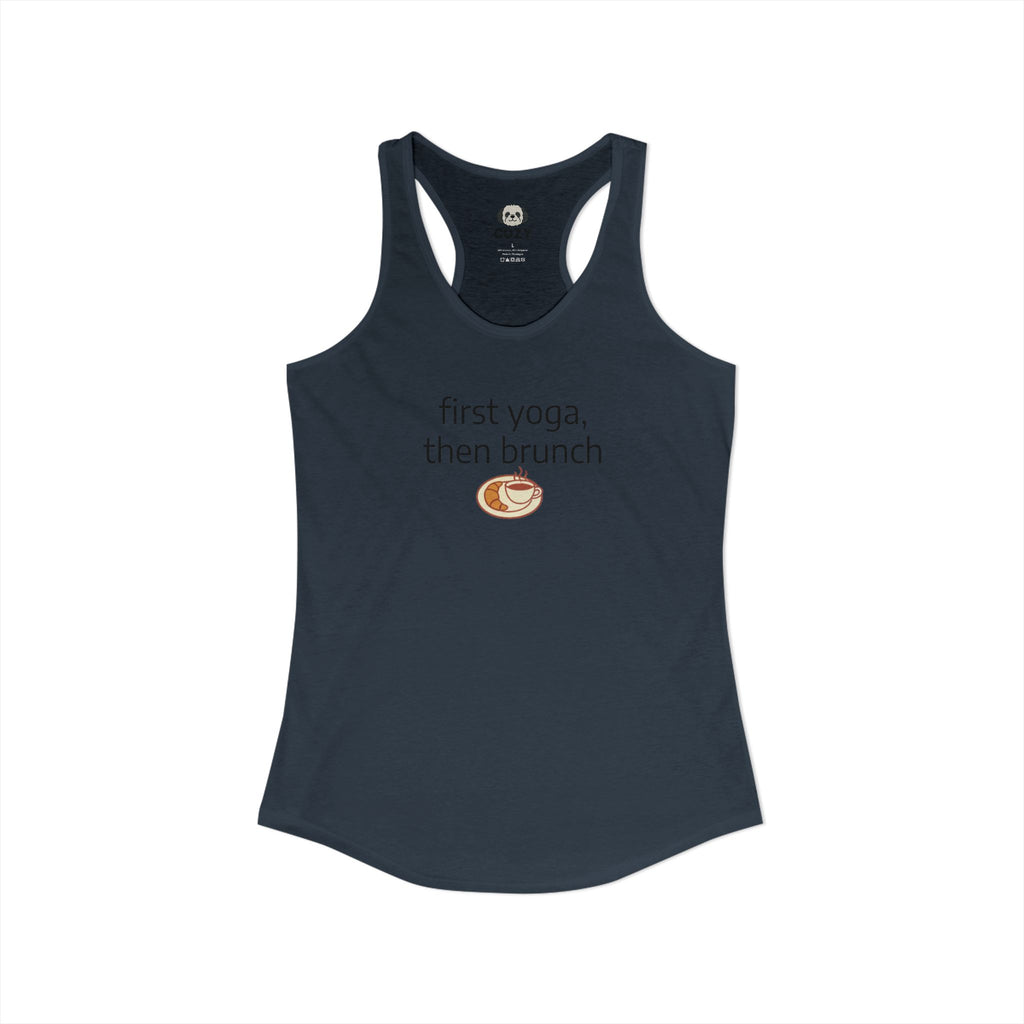 Women's Racerback Tank — "First Yoga, Then Brunch" Activewear