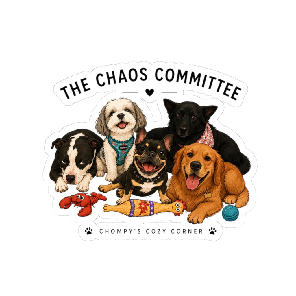 The Chaos Committee Dog Sticker — Cute Pack of Playful Pups (Kiss-Cut)