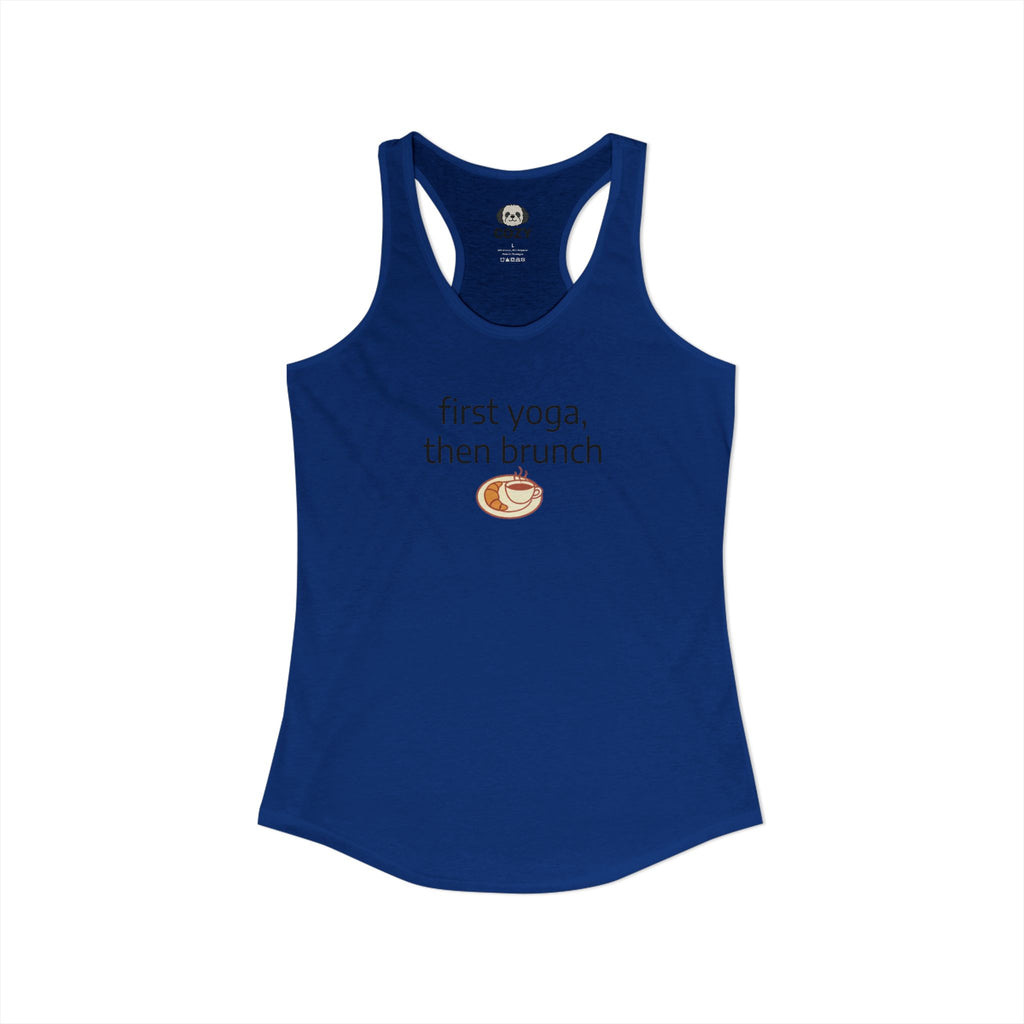Women's Racerback Tank — "First Yoga, Then Brunch" Activewear