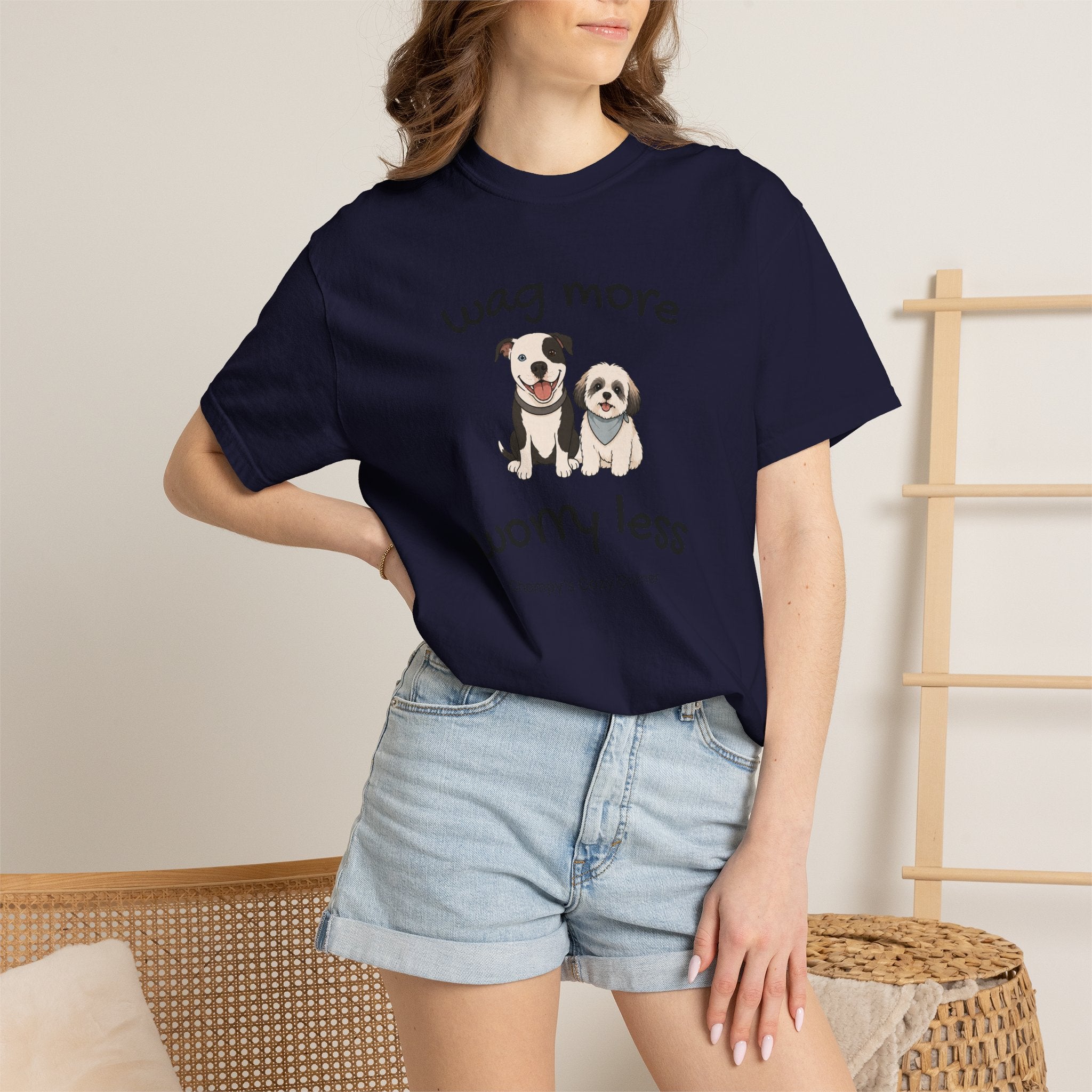 Wag More Worry Less Dog Graphic T-Shirt