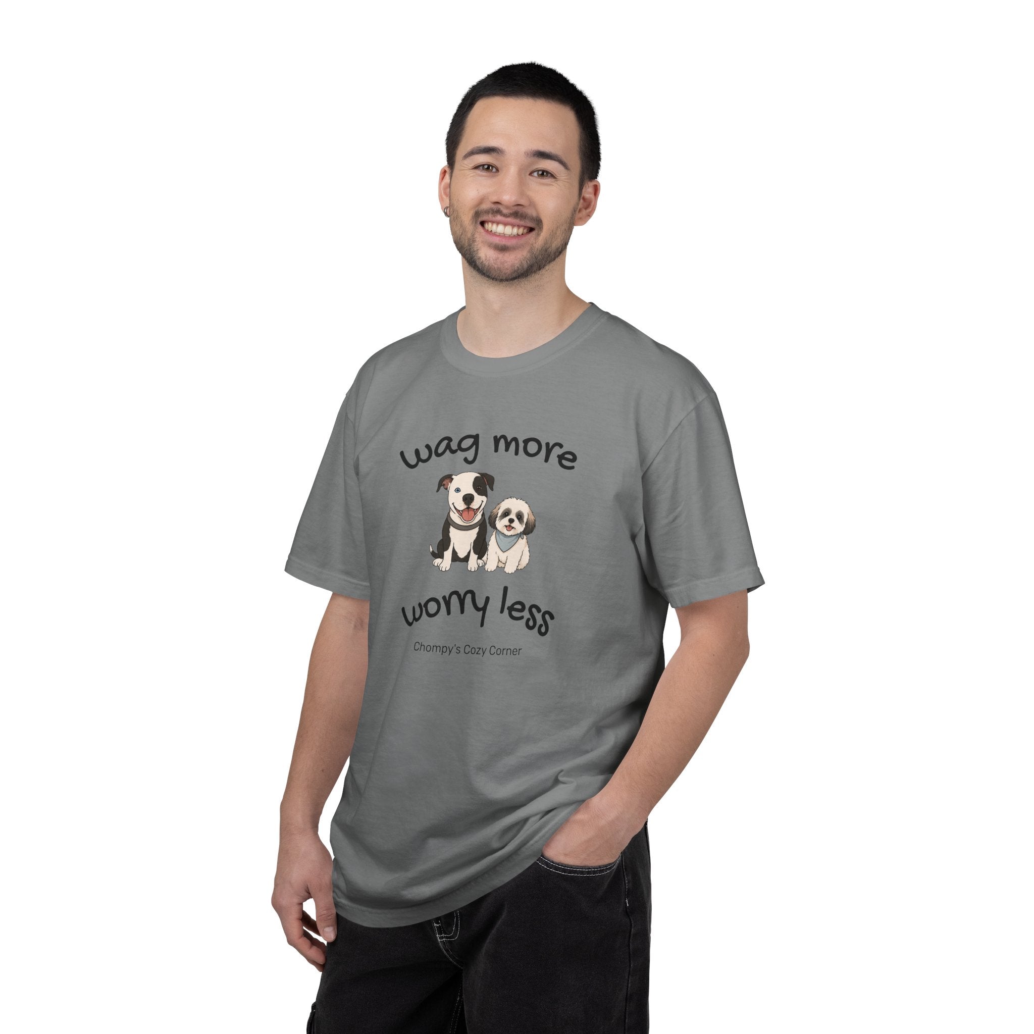 Wag More Worry Less Dog Graphic T-Shirt