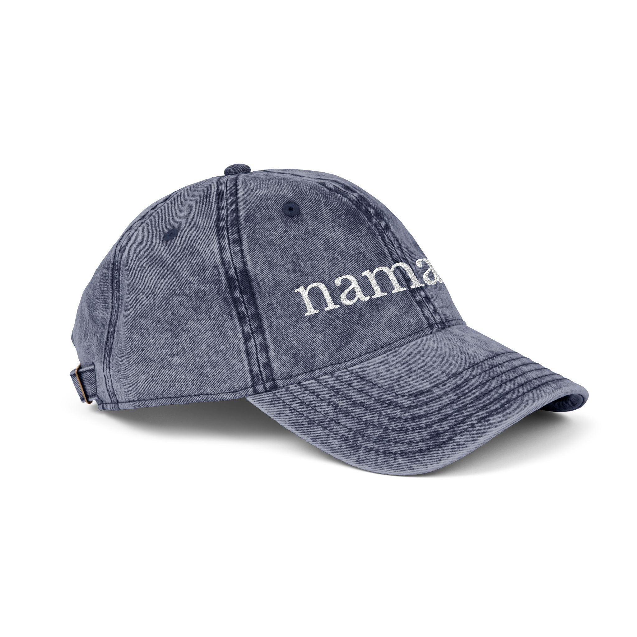 Vintage Embroidered Yoga Hat — "Namaste" Front with Cozy Shih-Poo Logo Back