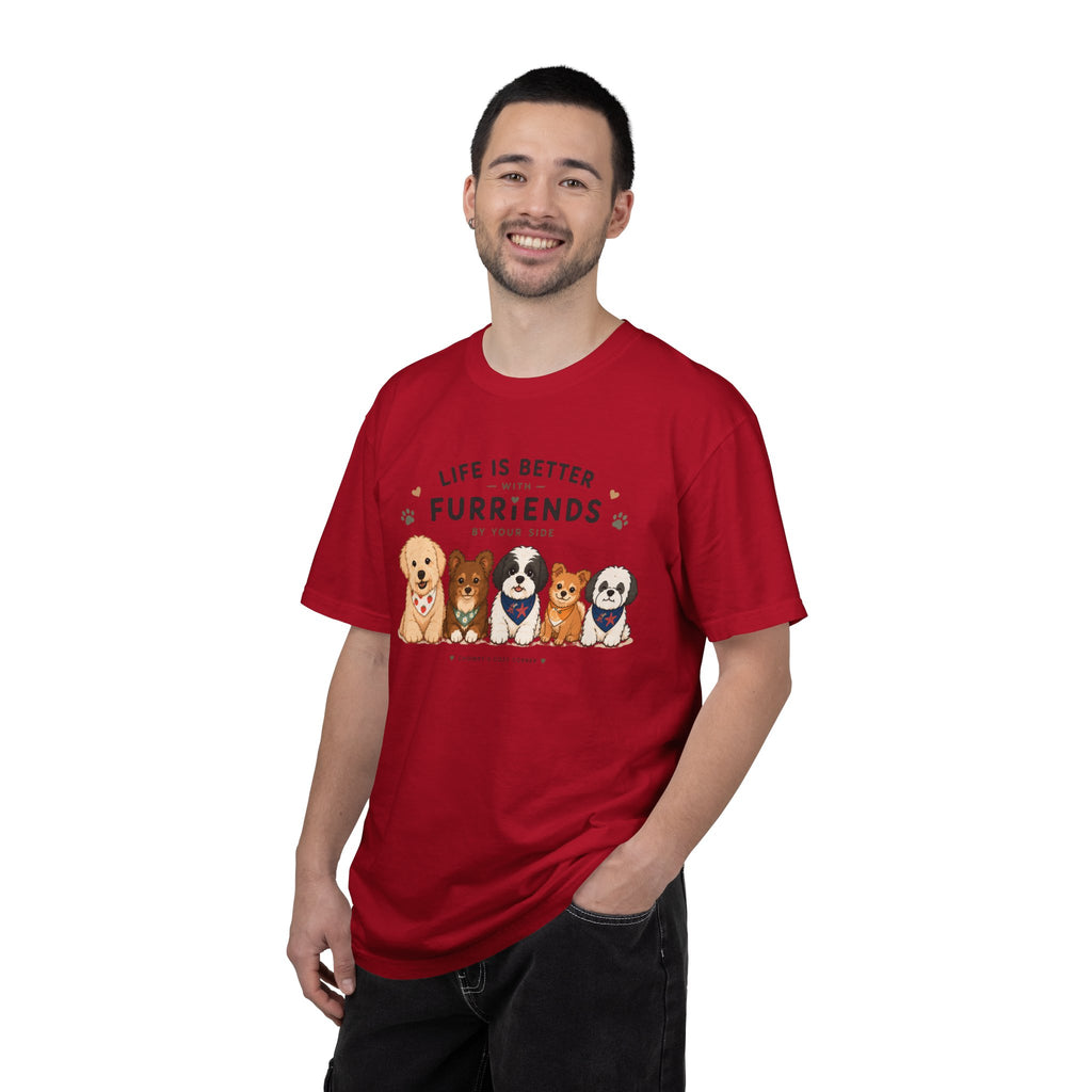 Chompy and Furriends ft. Cohen Crew: Life Is Better With Furriends T-Shirt — Cute Dogs Graphic Tee